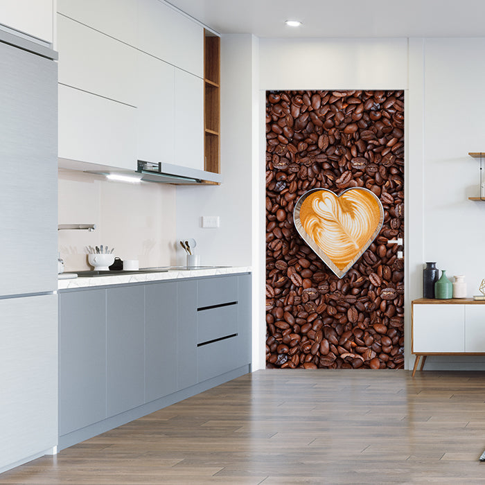 Türtapete Kaffeebohnen und Kaffeeherzen M0731 - Bild 1 Türtapete Kaffeebohnen und Kaffeeherzen M0731 - Bild 1