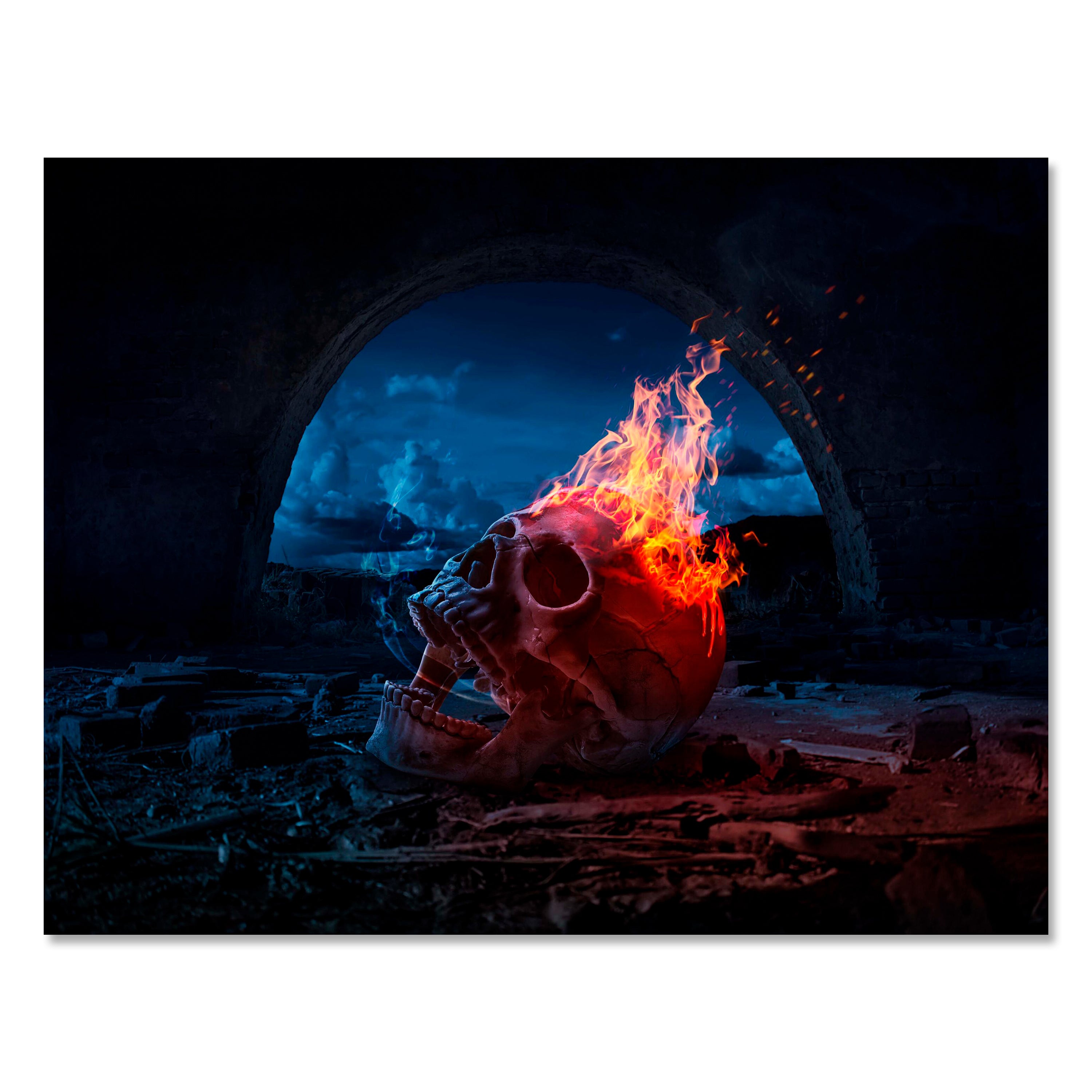 Leinwandbild Totenkopf, Feuer, Gothic, Querformat M0735 kaufen - Bild 1 Leinwandbild Totenkopf, Feuer, Gothic, Querformat M0735 kaufen - Bild 1
