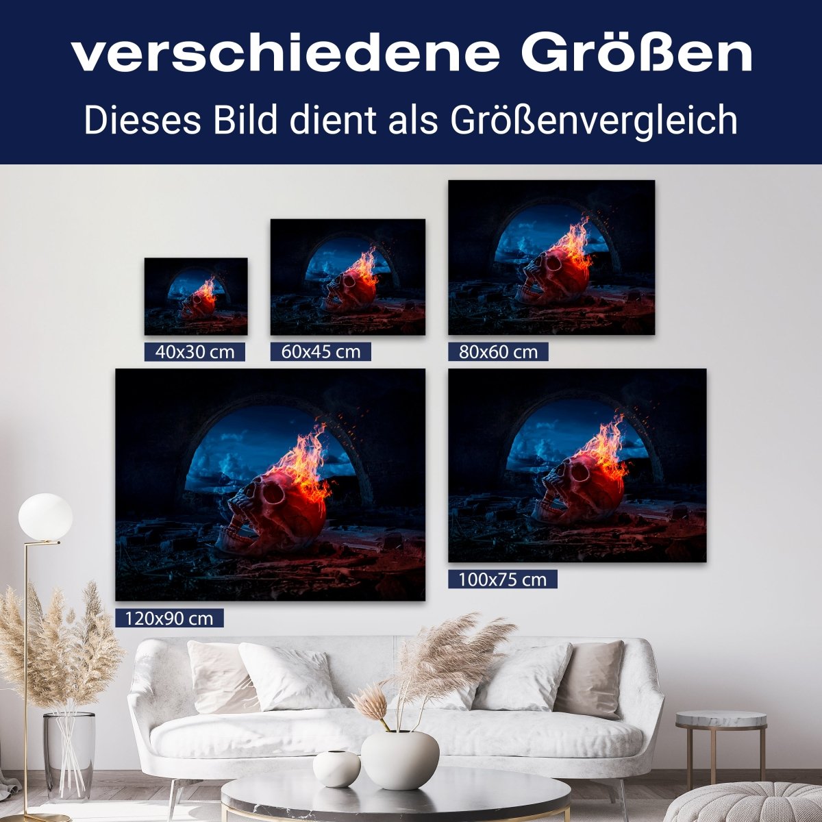 Leinwandbild Totenkopf, Feuer, Gothic, Querformat M0735 kaufen - Bild 8 Leinwandbild Totenkopf, Feuer, Gothic, Querformat M0735 kaufen - Bild 8