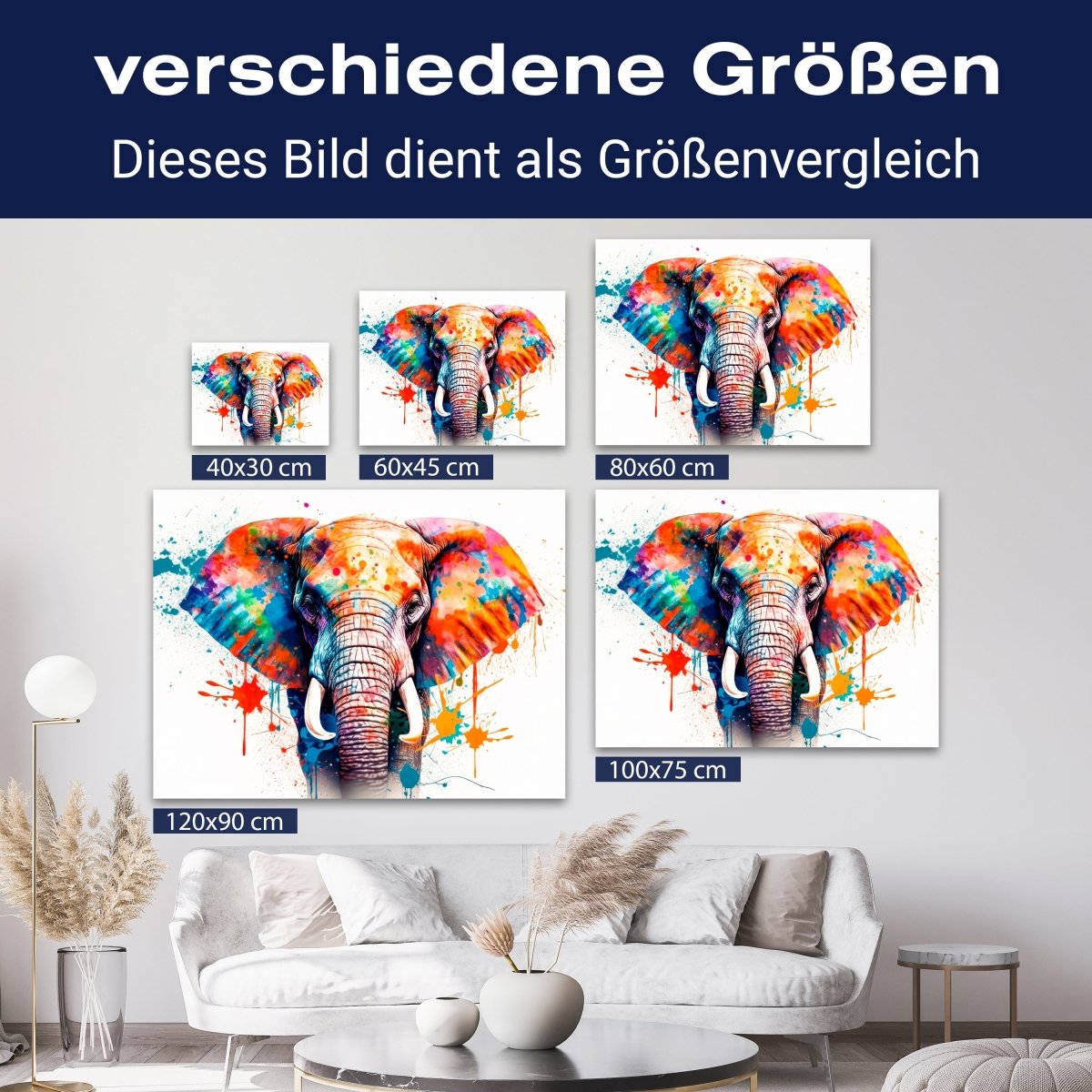 Leinwandbild Malerei, Elefant M0739 kaufen - Bild 8 Leinwandbild Malerei, Elefant M0739 kaufen - Bild 8