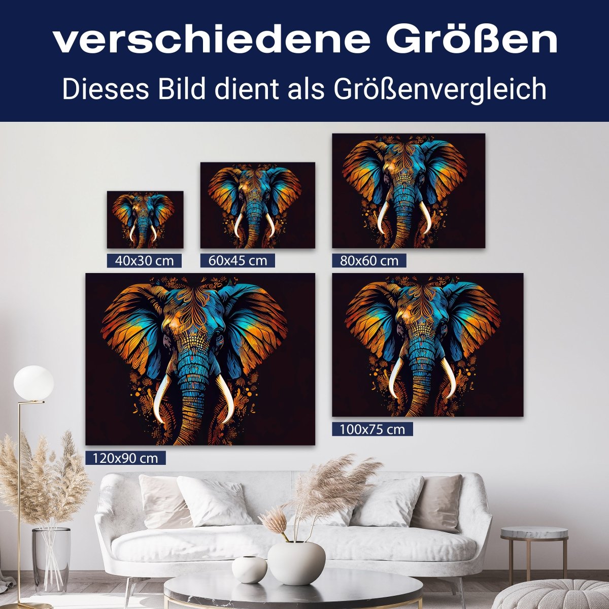 Leinwandbild Malerei, Elefant M0741 kaufen - Bild 8 Leinwandbild Malerei, Elefant M0741 kaufen - Bild 8