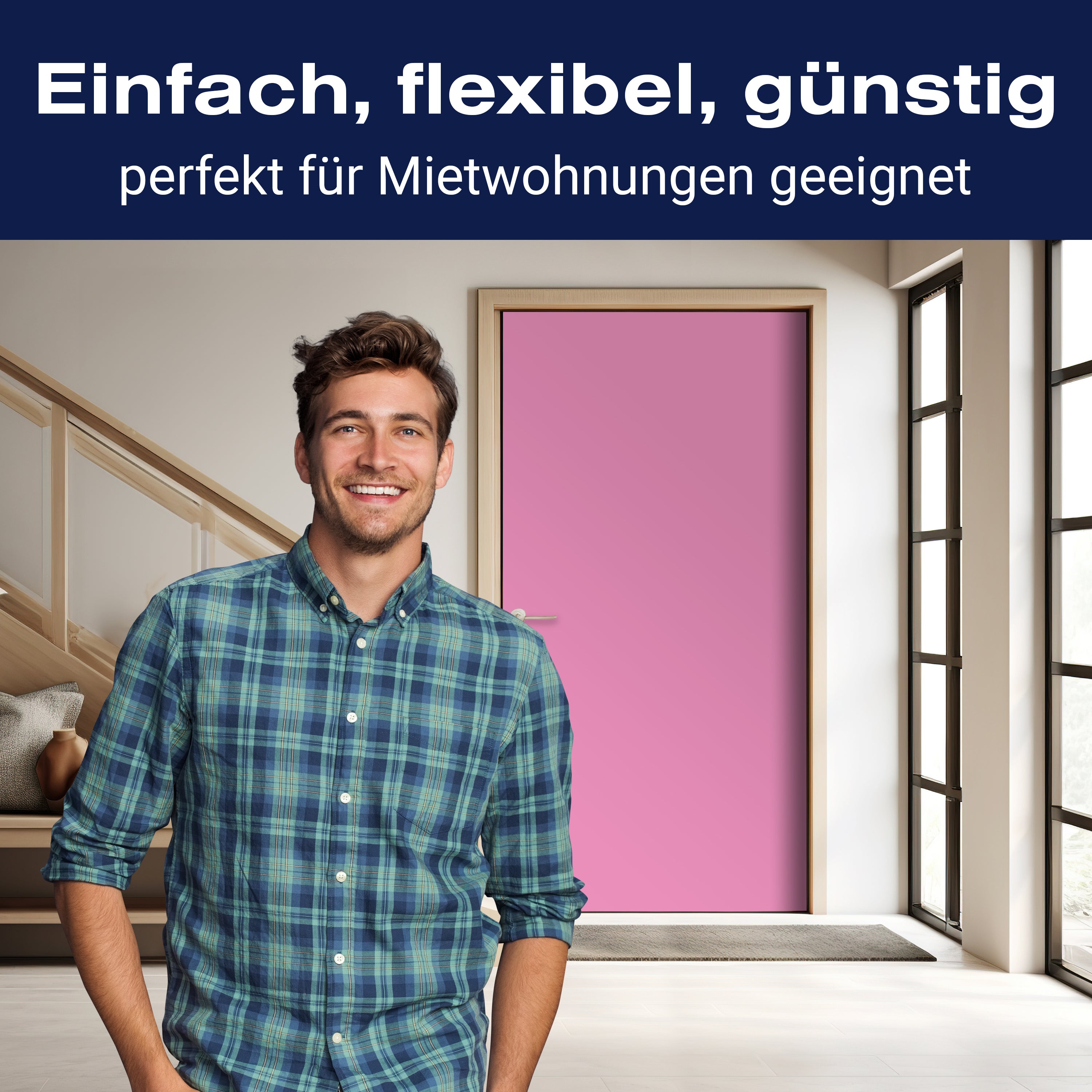 Türtapete einfarbig Hellrosa M0741 - Bild 3 Türtapete einfarbig Hellrosa M0741 - Bild 3