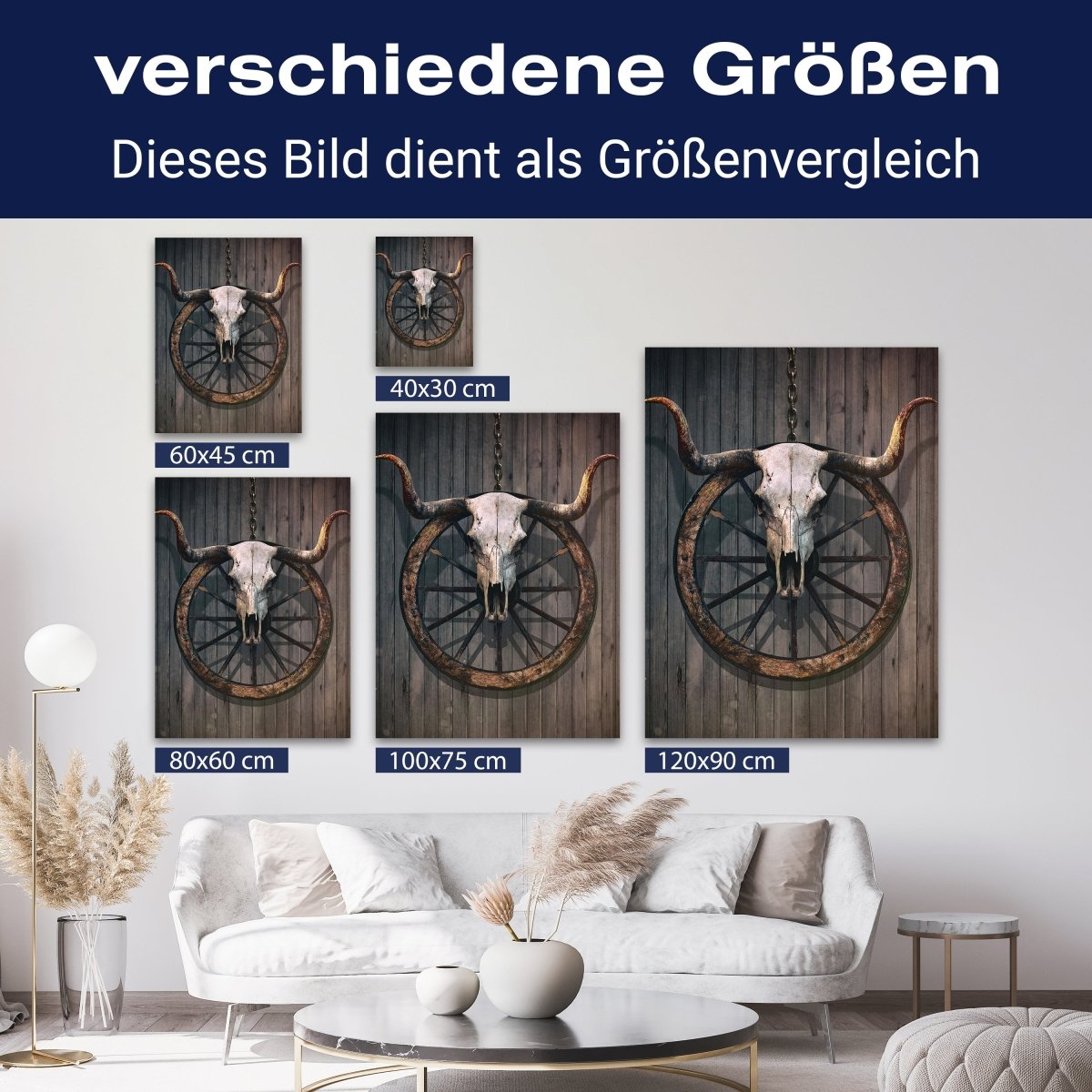 Leinwandbild Vintage, Stier Totenkopf, Hochformat M0756 kaufen - Bild 8 Leinwandbild Vintage, Stier Totenkopf, Hochformat M0756 kaufen - Bild 8