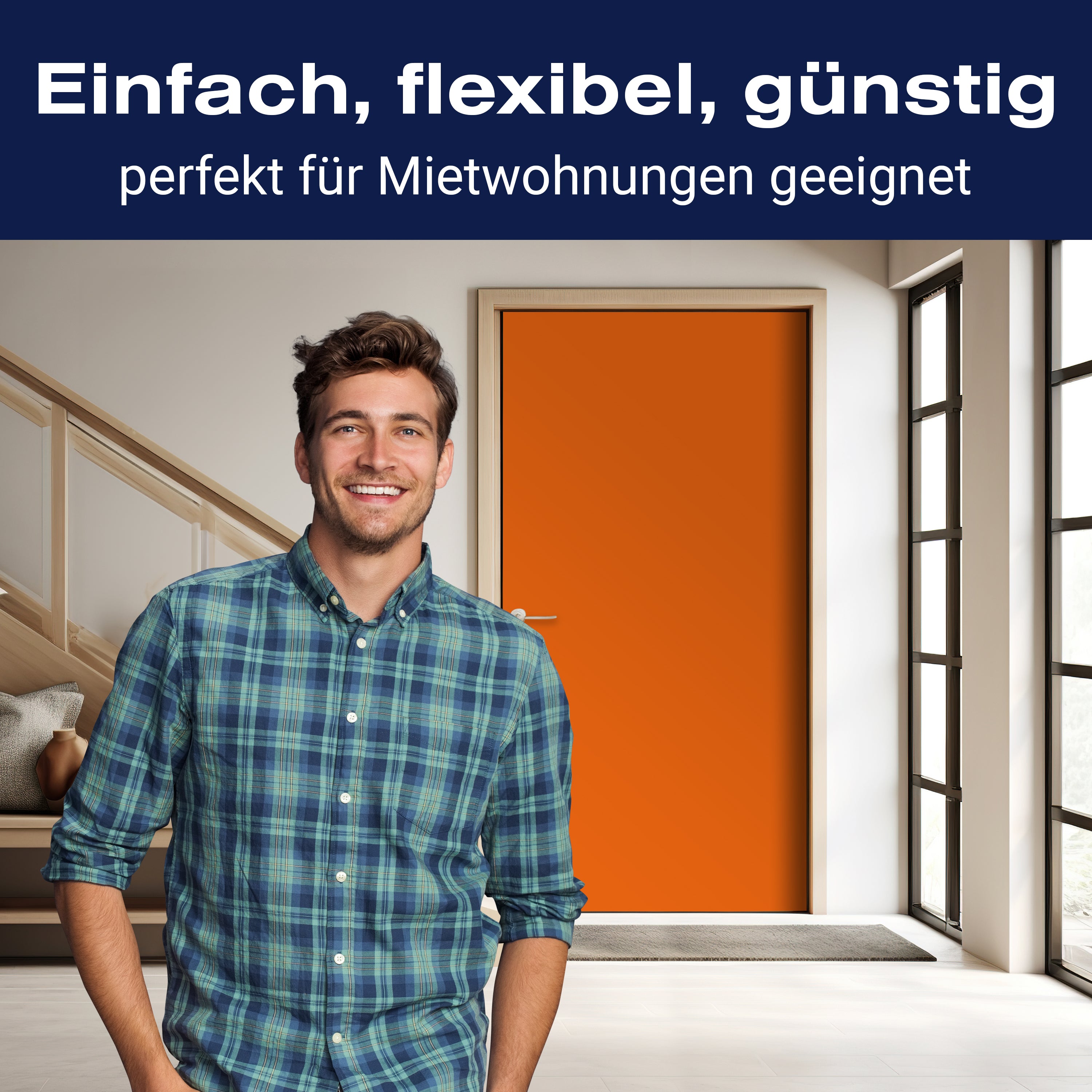 Türtapete einfarbig Pastelorange M0760 - Bild 3 Türtapete einfarbig Pastelorange M0760 - Bild 3