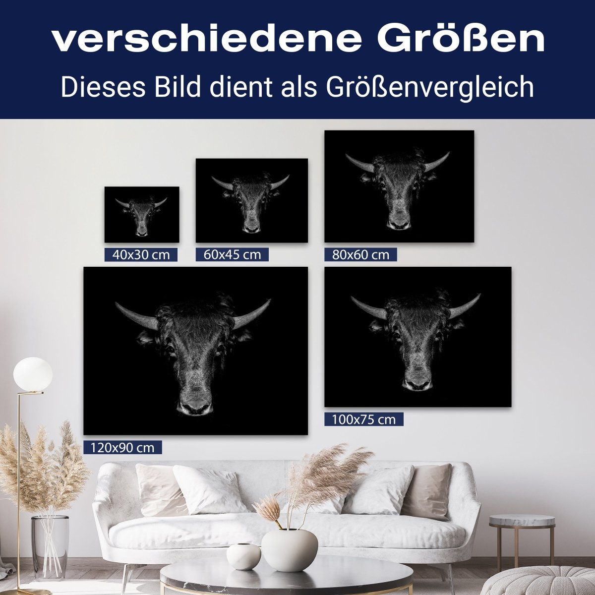 Leinwandbild Kuh, Schwarz Weiß, Querformat M0778 kaufen - Bild 8 Leinwandbild Kuh, Schwarz Weiß, Querformat M0778 kaufen - Bild 8