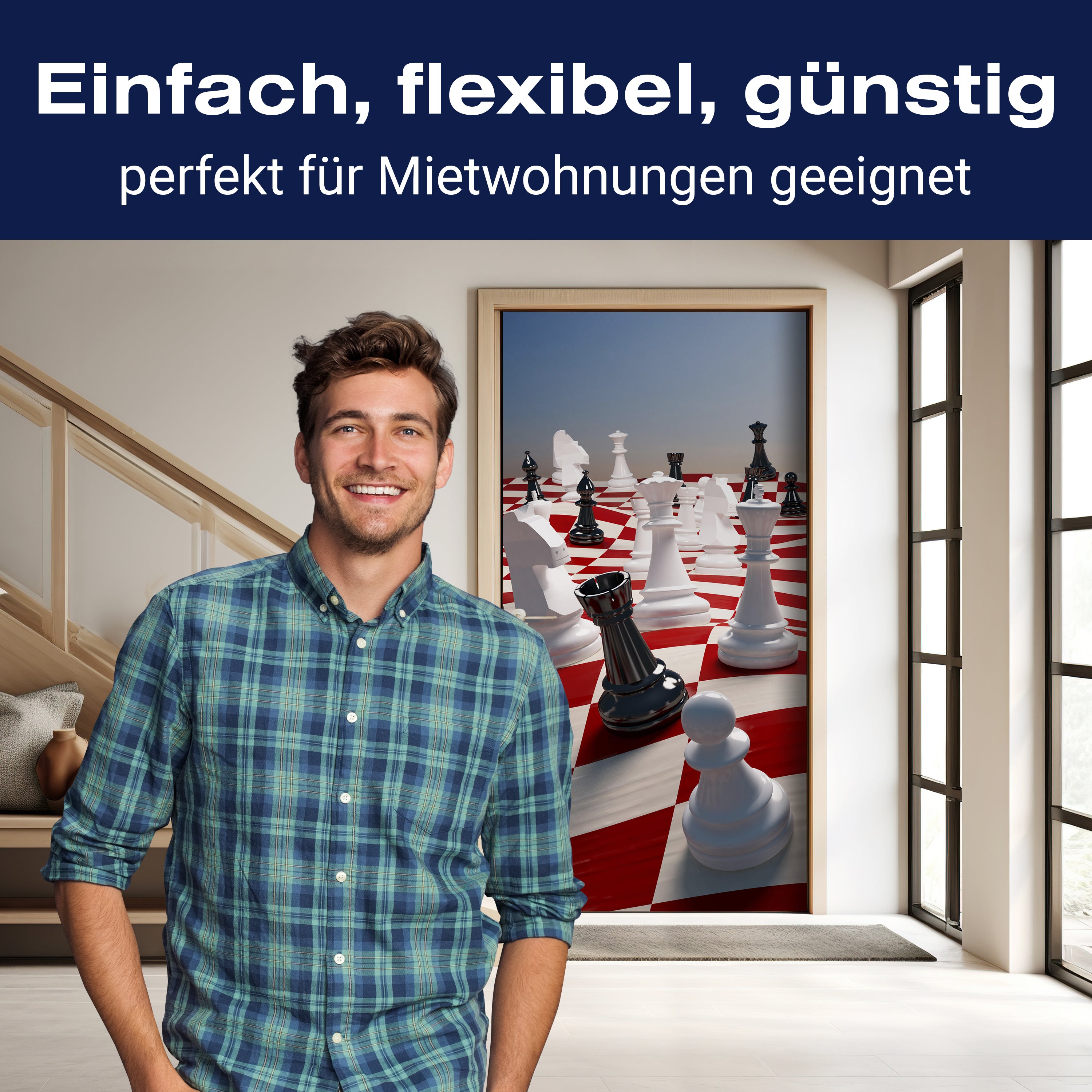 Türtapete Schach auf einem winkenden Schachfeld M0779 - Bild 3 Türtapete Schach auf einem winkenden Schachfeld M0779 - Bild 3