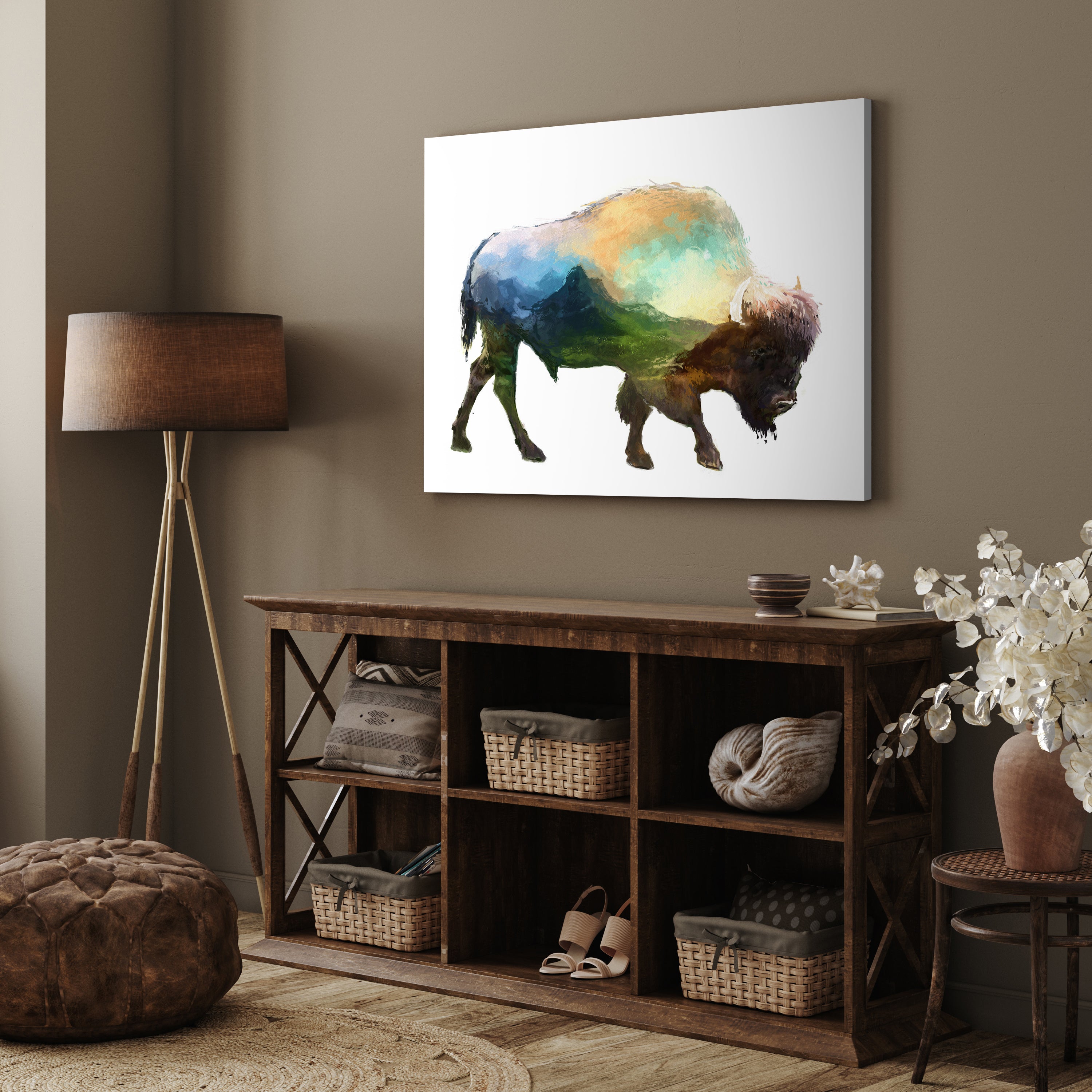 Leinwandbild Bison, Aquarell, Querformat M0780 kaufen - Bild 3 Leinwandbild Bison, Aquarell, Querformat M0780 kaufen - Bild 3