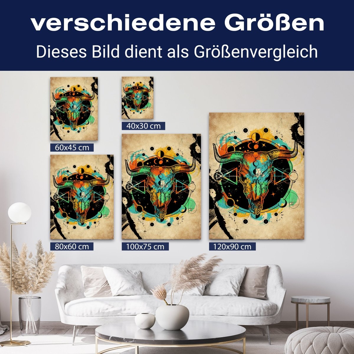 Leinwandbild Astrologie, Bulle, Schädel, Hochformat M0783 kaufen - Bild 8 Leinwandbild Astrologie, Bulle, Schädel, Hochformat M0783 kaufen - Bild 8