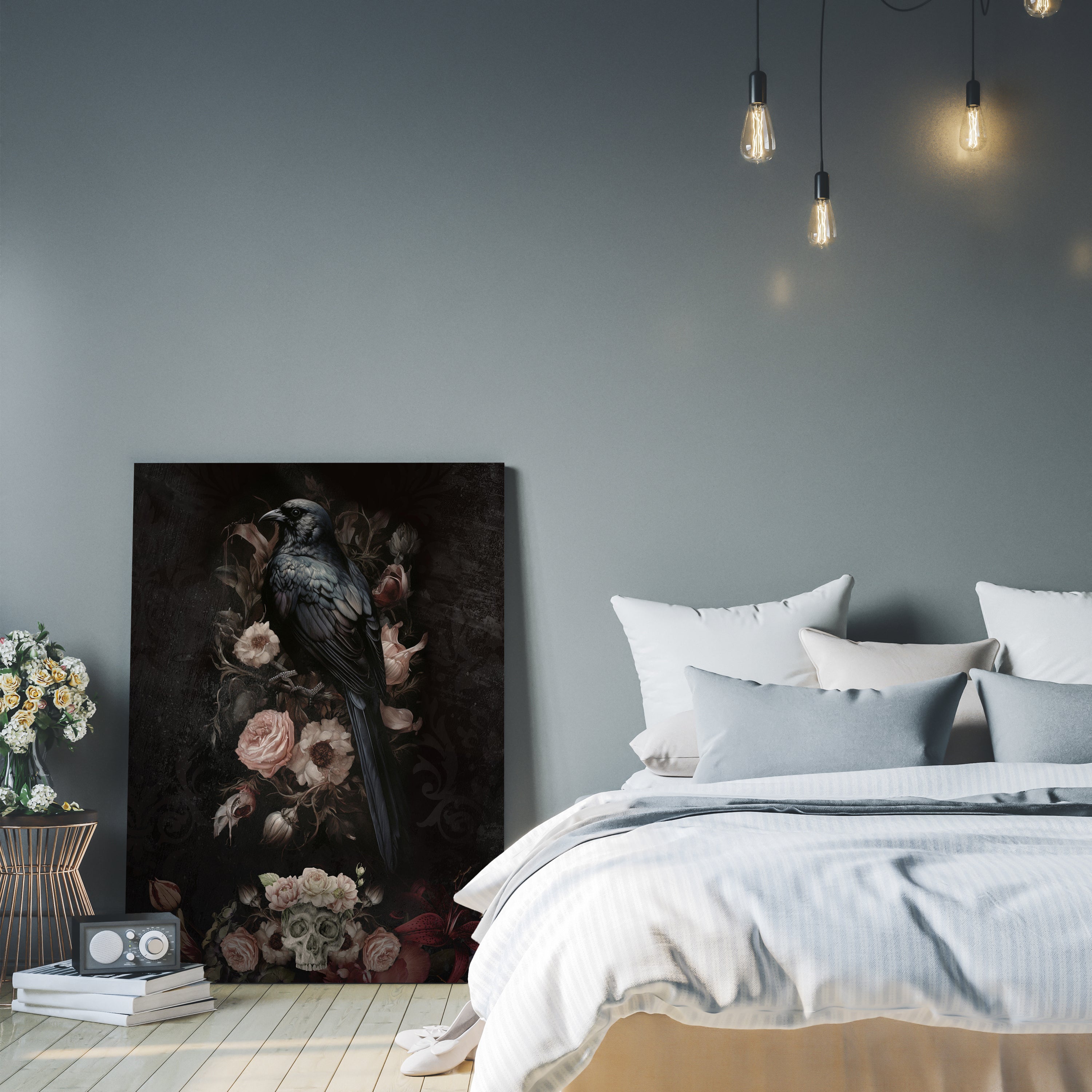 Leinwandbild Totenkopf, Rabe, Gothic, Hochformat M0791 kaufen - Bild 3 Leinwandbild Totenkopf, Rabe, Gothic, Hochformat M0791 kaufen - Bild 3