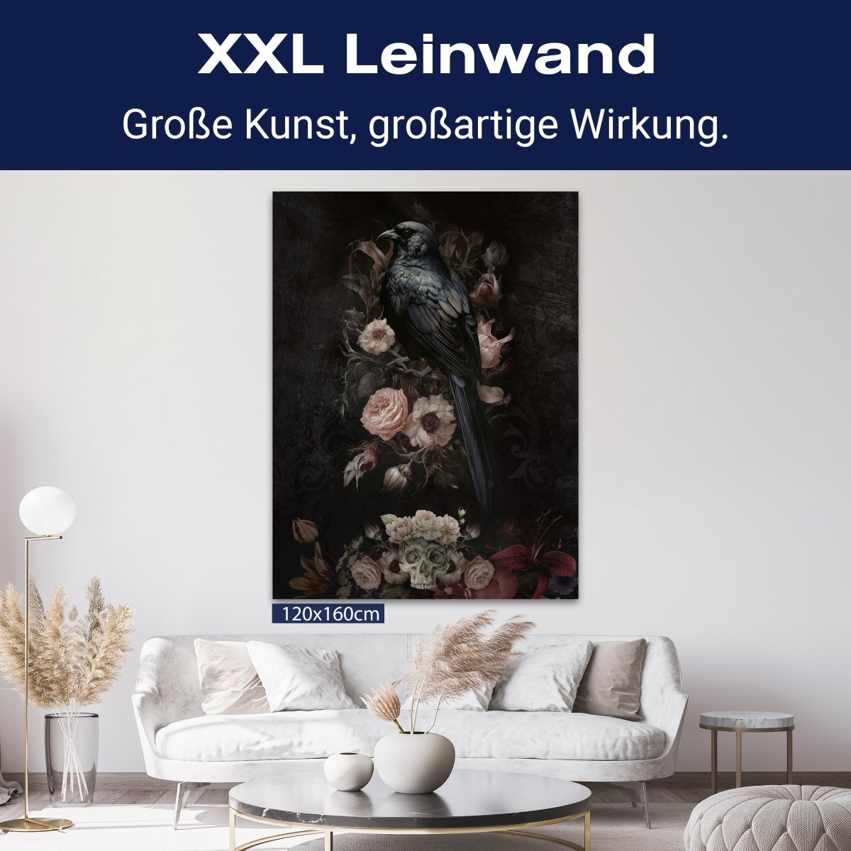 Leinwandbild Totenkopf, Rabe, Gothic, Hochformat M0791 kaufen - Bild 9 Leinwandbild Totenkopf, Rabe, Gothic, Hochformat M0791 kaufen - Bild 9