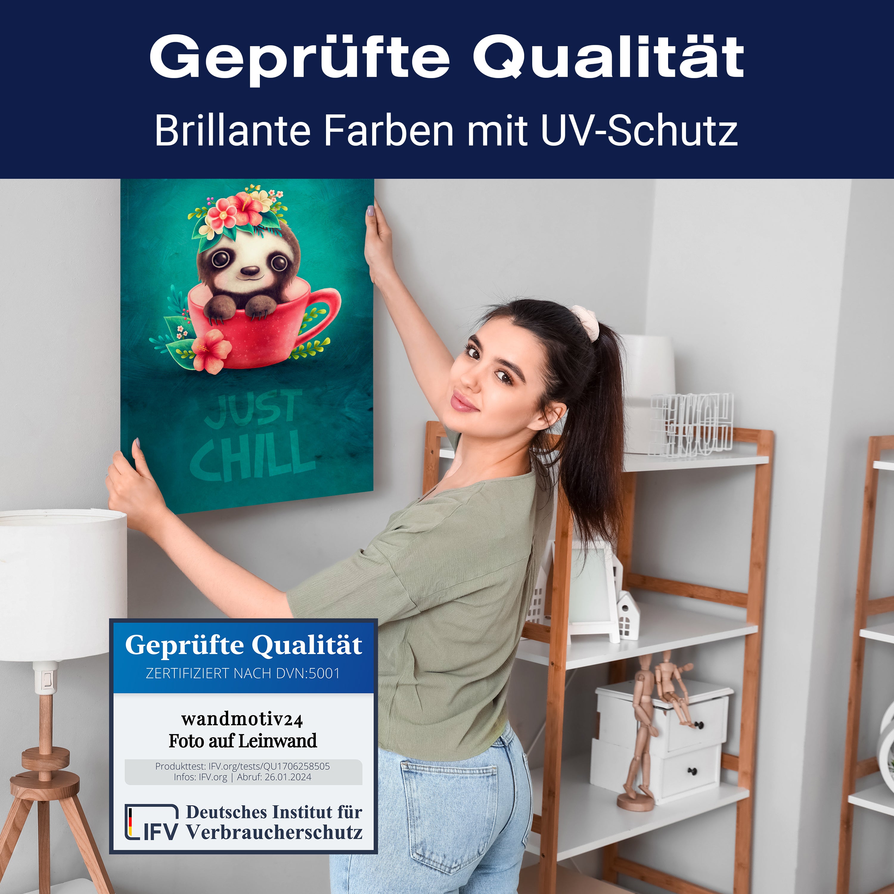 Leinwandbild Spruch Just Chill, Faultier, Hochformat M0792 kaufen - Bild 4 Leinwandbild Spruch Just Chill, Faultier, Hochformat M0792 kaufen - Bild 4