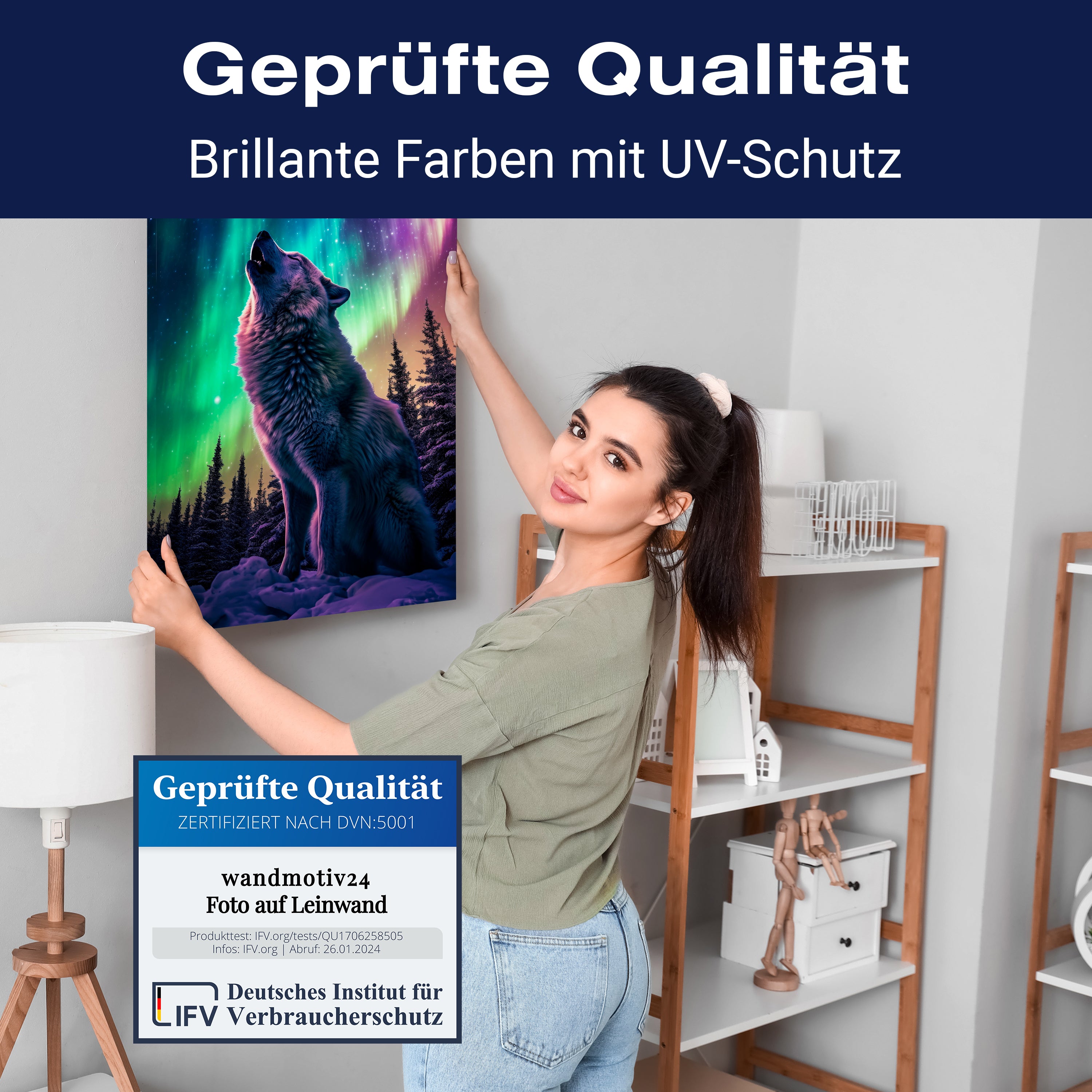 Leinwandbild Wolf, Polarlicht, Hochformat M0793 kaufen - Bild 4 Leinwandbild Wolf, Polarlicht, Hochformat M0793 kaufen - Bild 4