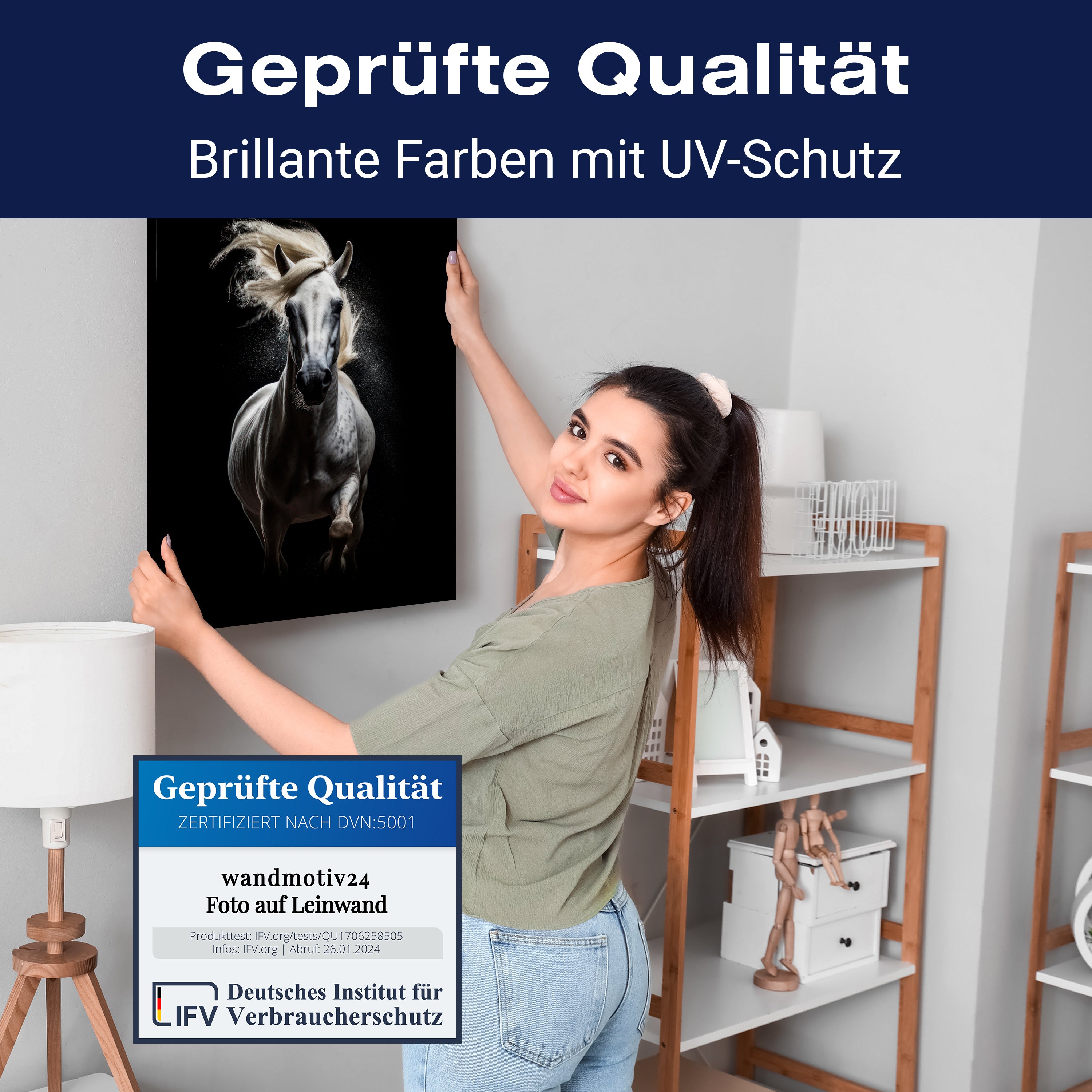 Leinwandbild Pferd, Schimmel, Hochformat M0794 kaufen - Bild 4 Leinwandbild Pferd, Schimmel, Hochformat M0794 kaufen - Bild 4