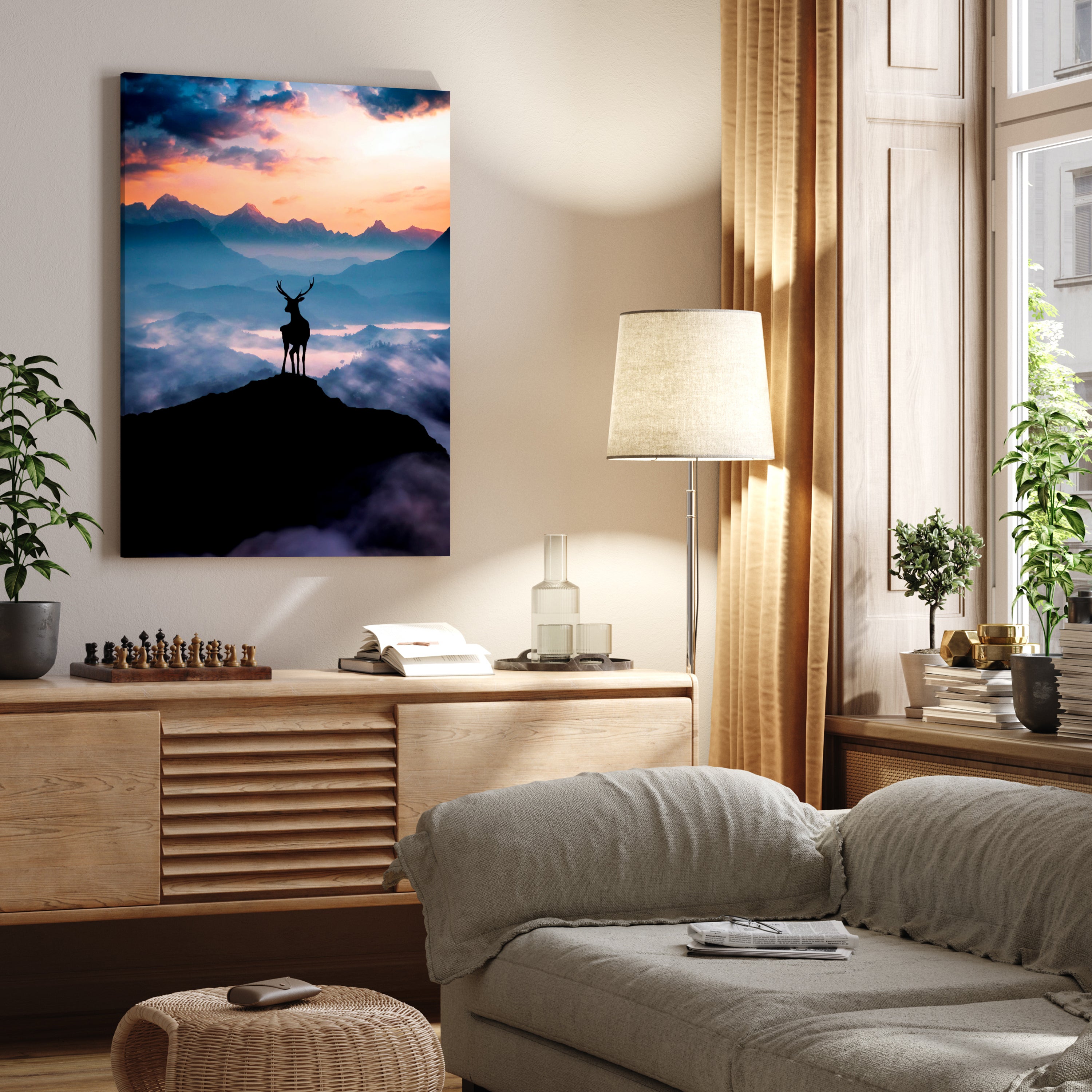 Leinwandbild Hirsch, Berge, Hochformat M0795 kaufen - Bild 2 Leinwandbild Hirsch, Berge, Hochformat M0795 kaufen - Bild 2