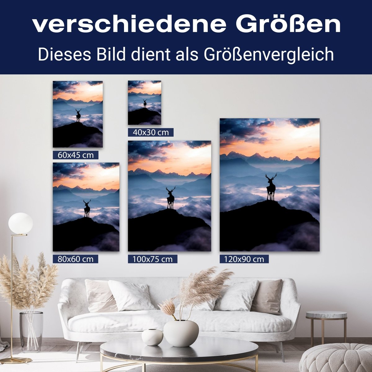 Leinwandbild Hirsch, Berge, Hochformat M0795 kaufen - Bild 8 Leinwandbild Hirsch, Berge, Hochformat M0795 kaufen - Bild 8