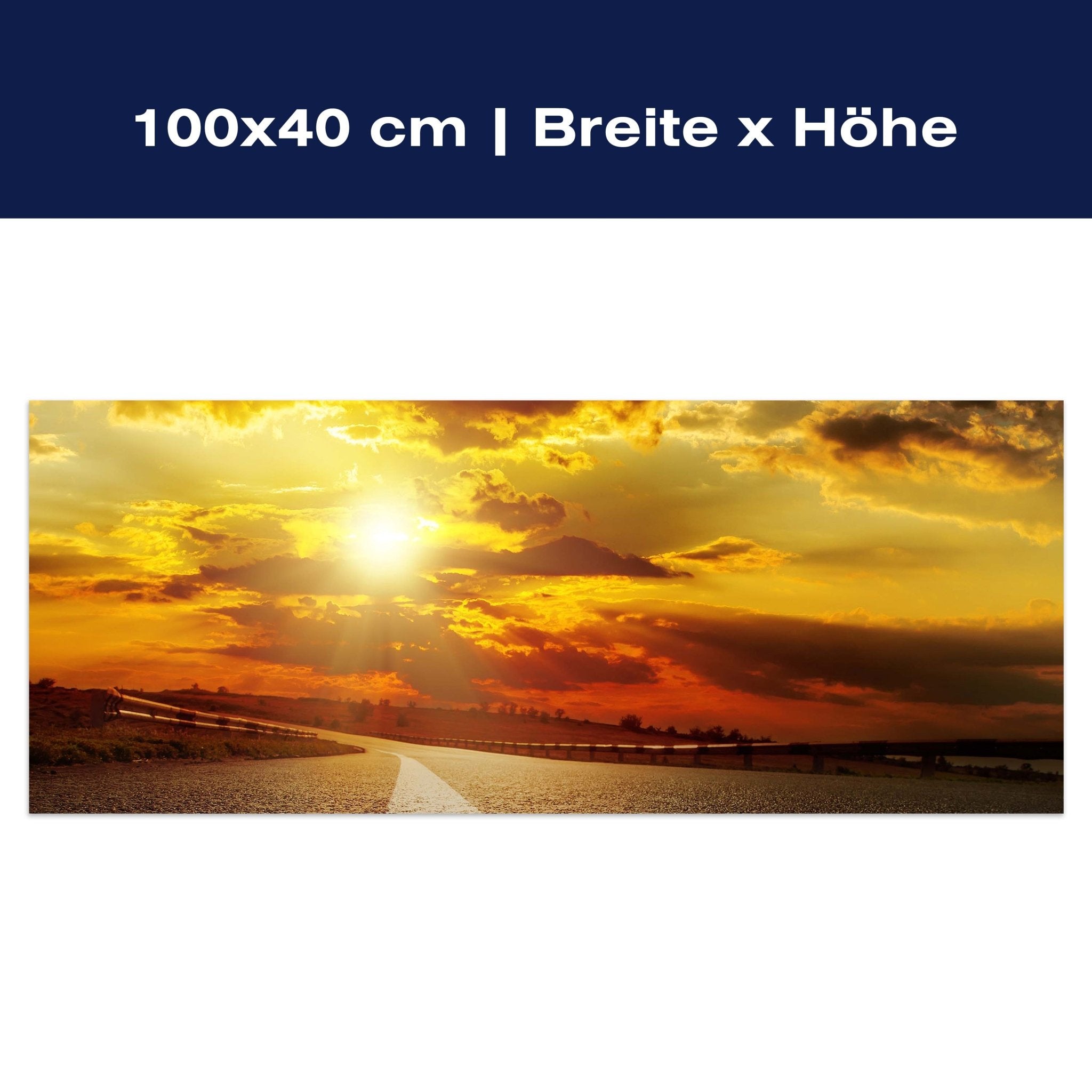 Leinwandbild Asphaltstraße und dramatischer Sonnenuntergang über ihm M0804 Leinwandbild Asphaltstraße und dramatischer Sonnenuntergang über ihm M0804