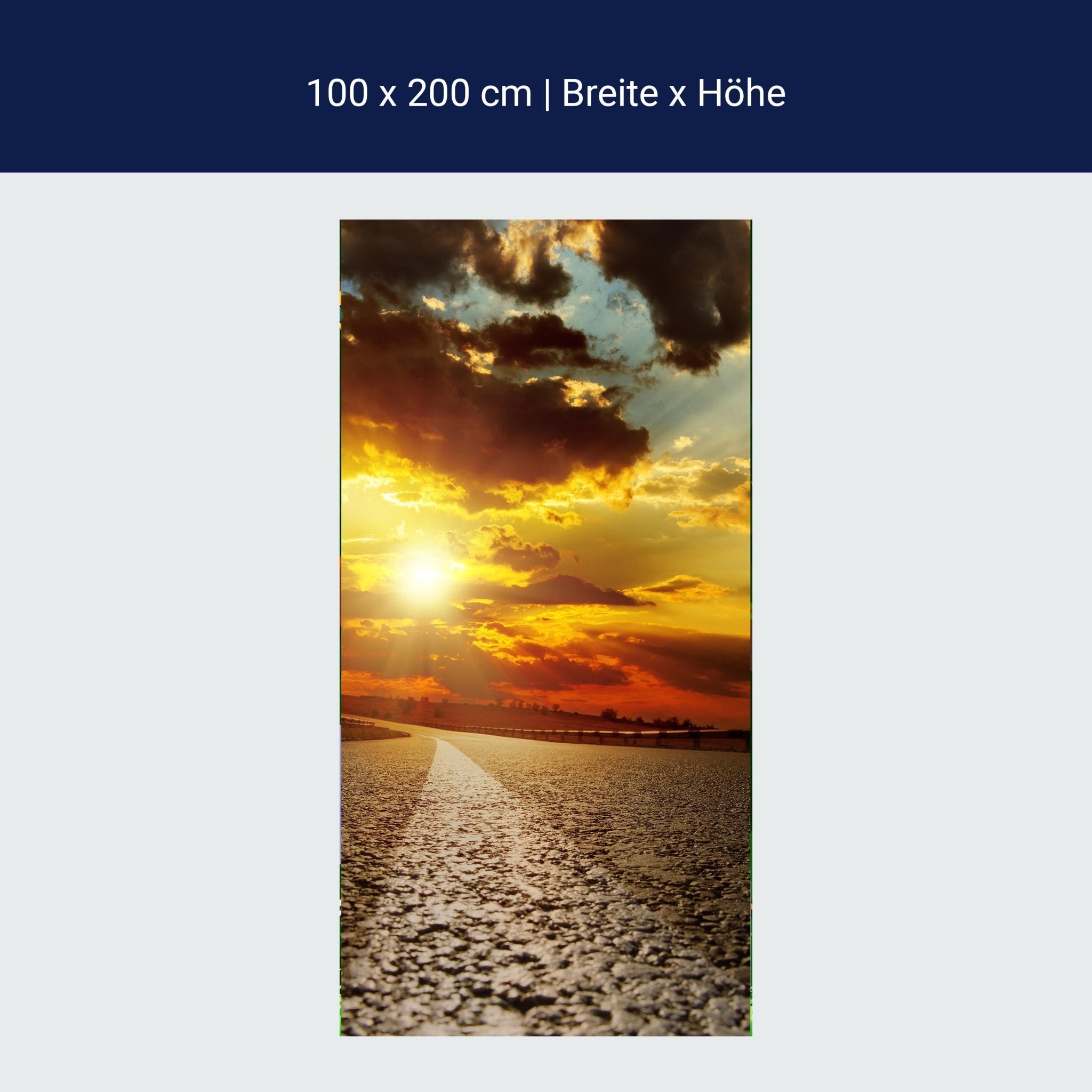 Türtapete Asphaltstraße und dramatischer Sonnenuntergang über ihm M0804 Türtapete Asphaltstraße und dramatischer Sonnenuntergang über ihm M0804