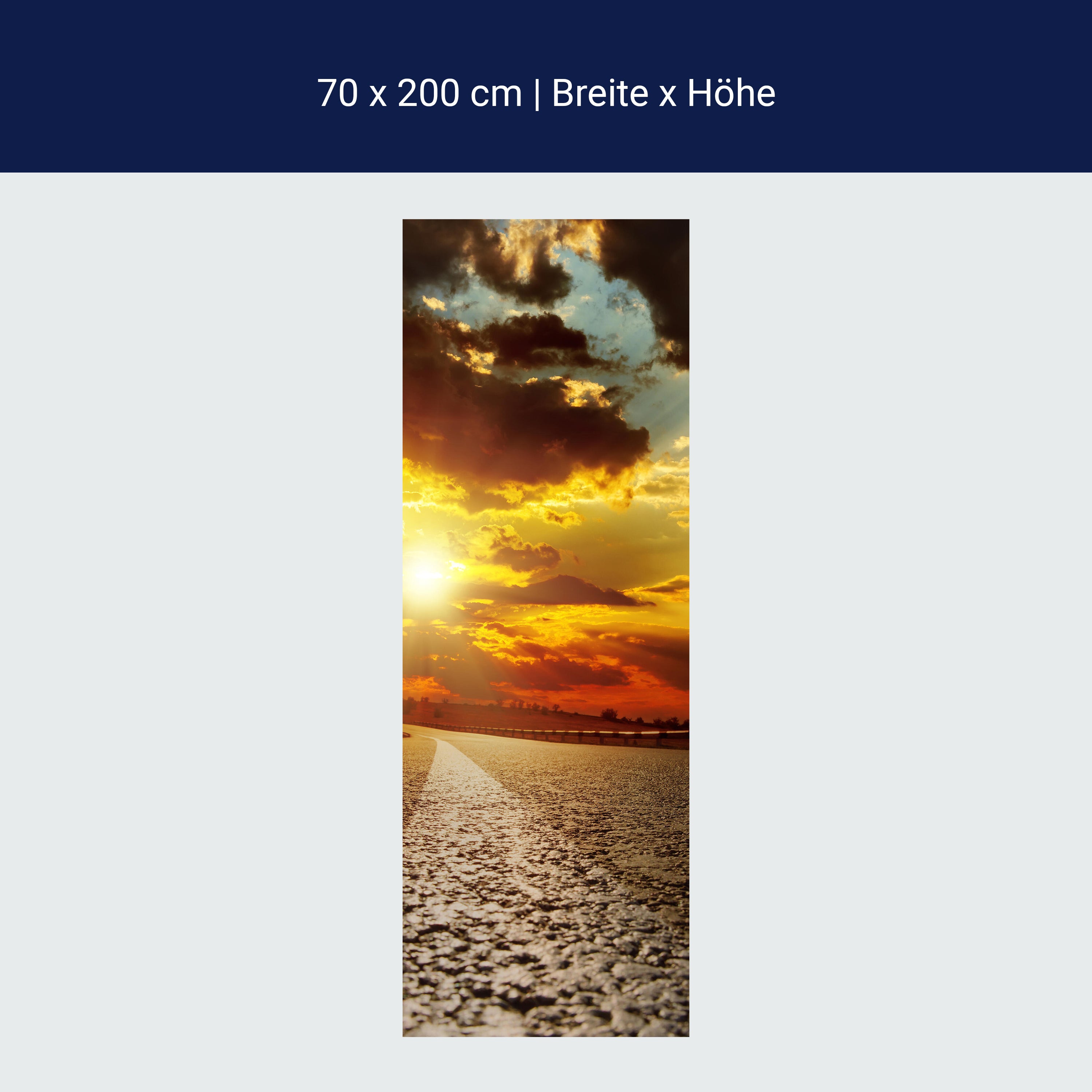 Türtapete Asphaltstraße und dramatischer Sonnenuntergang über ihm M0804 Türtapete Asphaltstraße und dramatischer Sonnenuntergang über ihm M0804