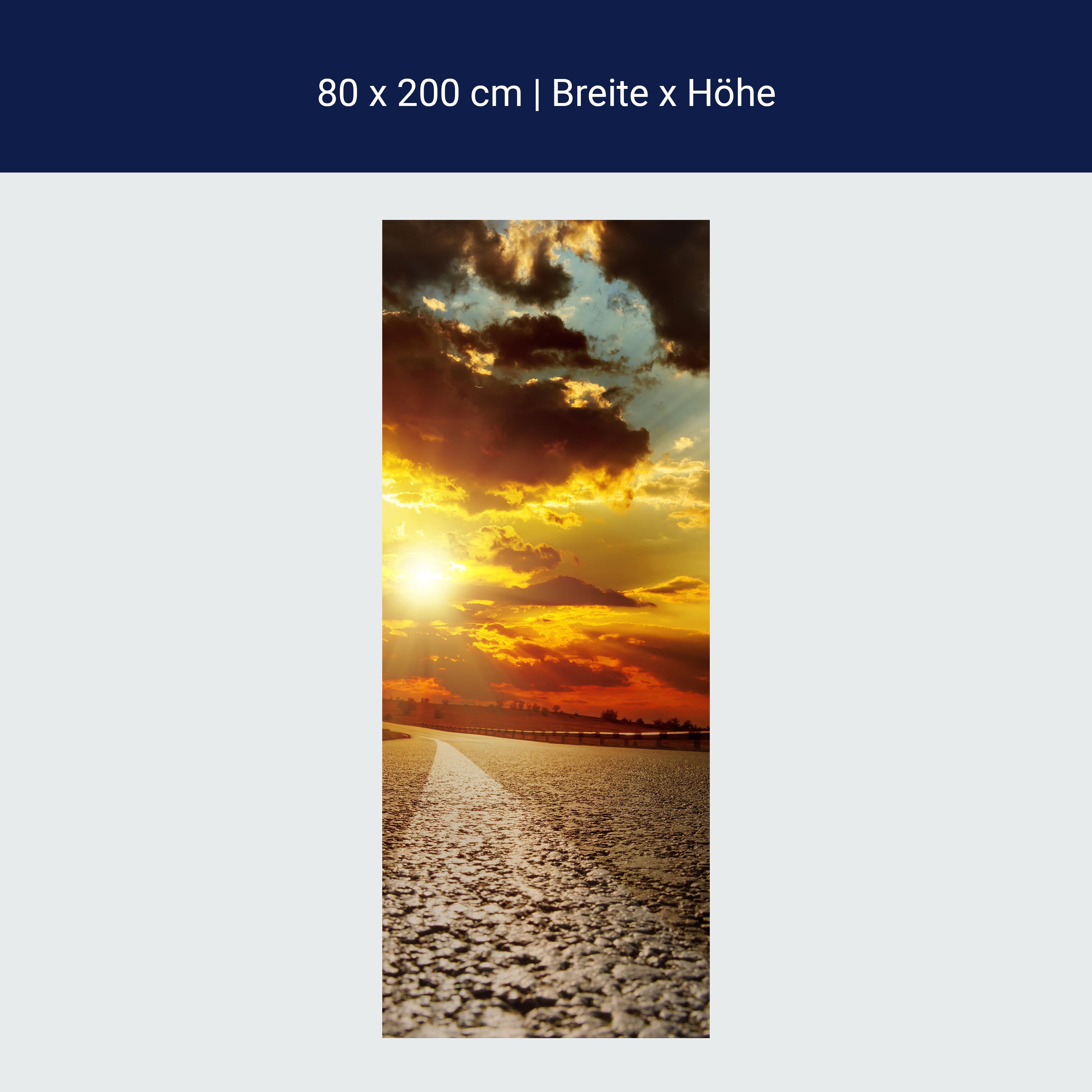 Türtapete Asphaltstraße und dramatischer Sonnenuntergang über ihm M0804 Türtapete Asphaltstraße und dramatischer Sonnenuntergang über ihm M0804