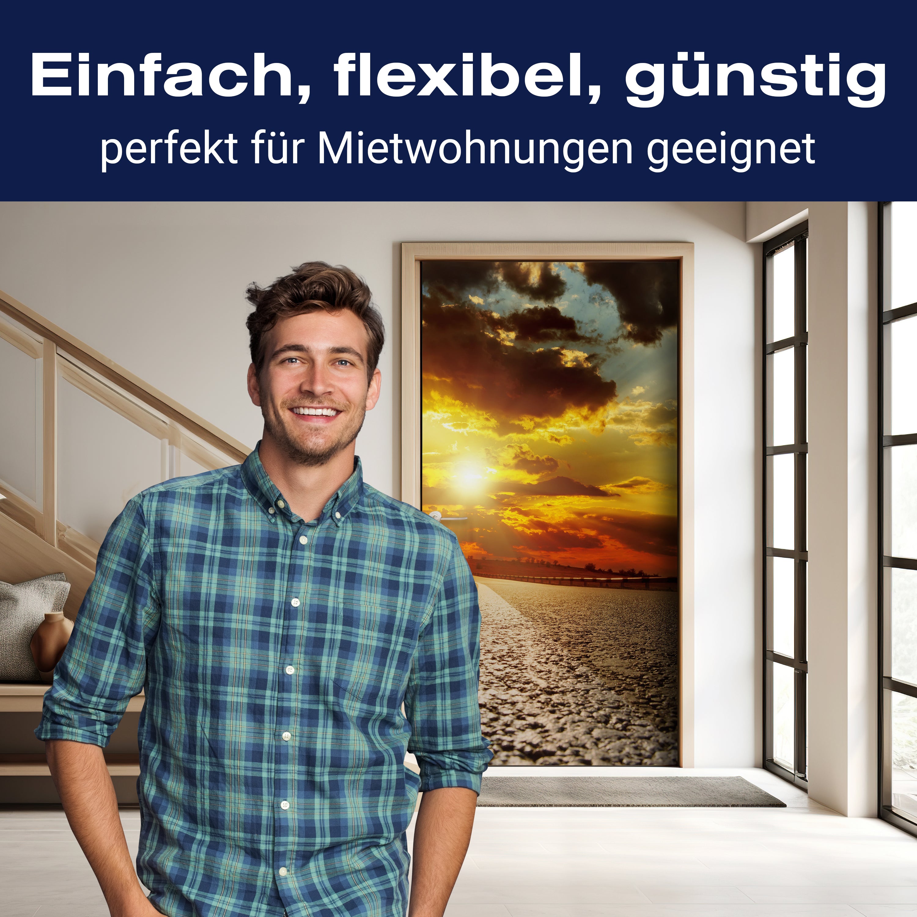 Türtapete Asphaltstraße und dramatischer Sonnenuntergang über ihm M0804 - Bild 3 Türtapete Asphaltstraße und dramatischer Sonnenuntergang über ihm M0804 - Bild 3