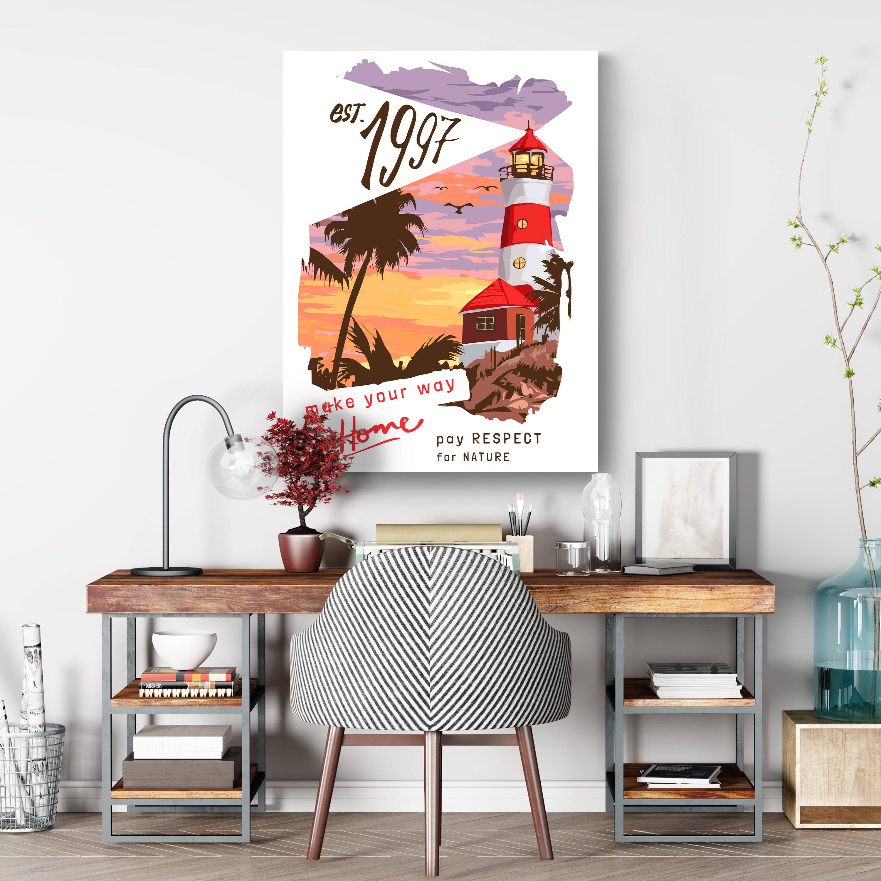 Leinwandbild Leuchtturm, Palmen, Hochformat M0811 kaufen - Bild 3 Leinwandbild Leuchtturm, Palmen, Hochformat M0811 kaufen - Bild 3