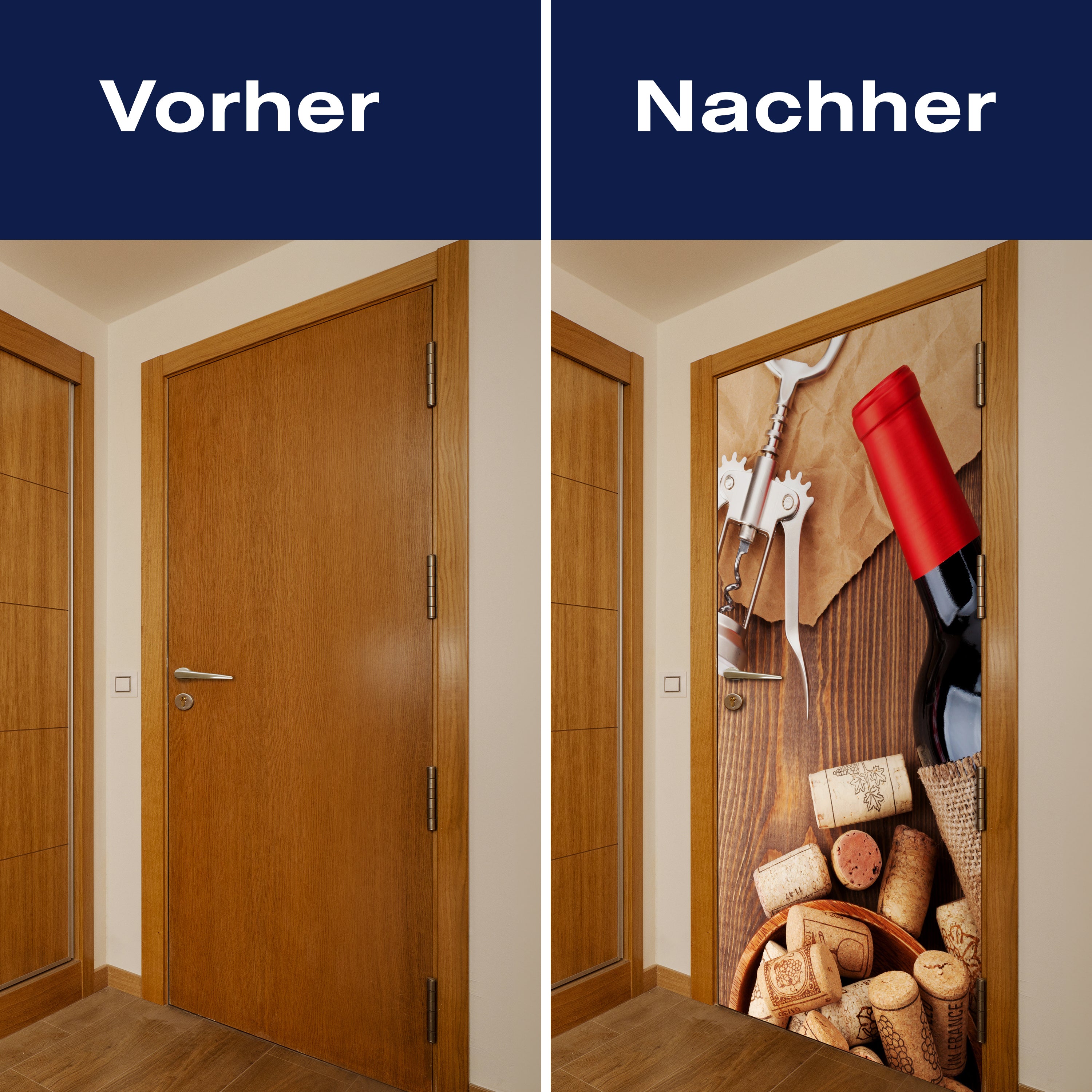 Türtapete Rotweinflasche, Schüssel mit Korken und Korkenzieher M0832 - Bild 10 Türtapete Rotweinflasche, Schüssel mit Korken und Korkenzieher M0832 - Bild 10