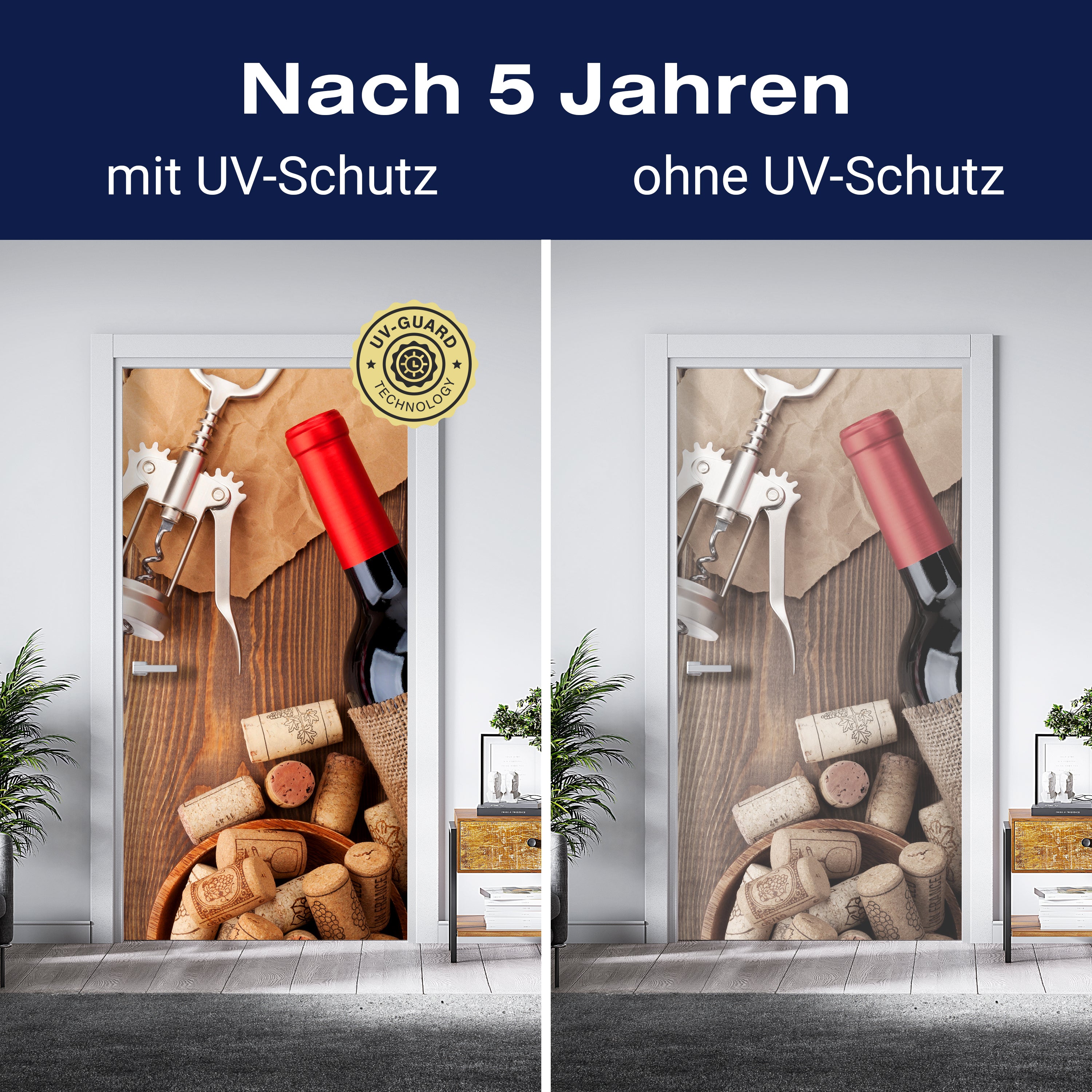 Türtapete Rotweinflasche, Schüssel mit Korken und Korkenzieher M0832 - Bild 4 Türtapete Rotweinflasche, Schüssel mit Korken und Korkenzieher M0832 - Bild 4