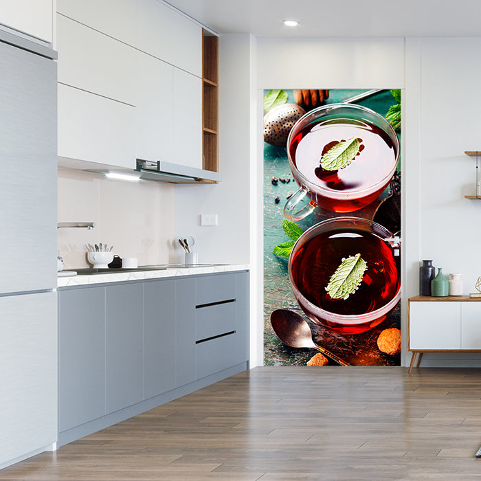 Türtapete Tee mit Minze, Ingwer und Zitrone M0834 - Bild 1 Türtapete Tee mit Minze, Ingwer und Zitrone M0834 - Bild 1