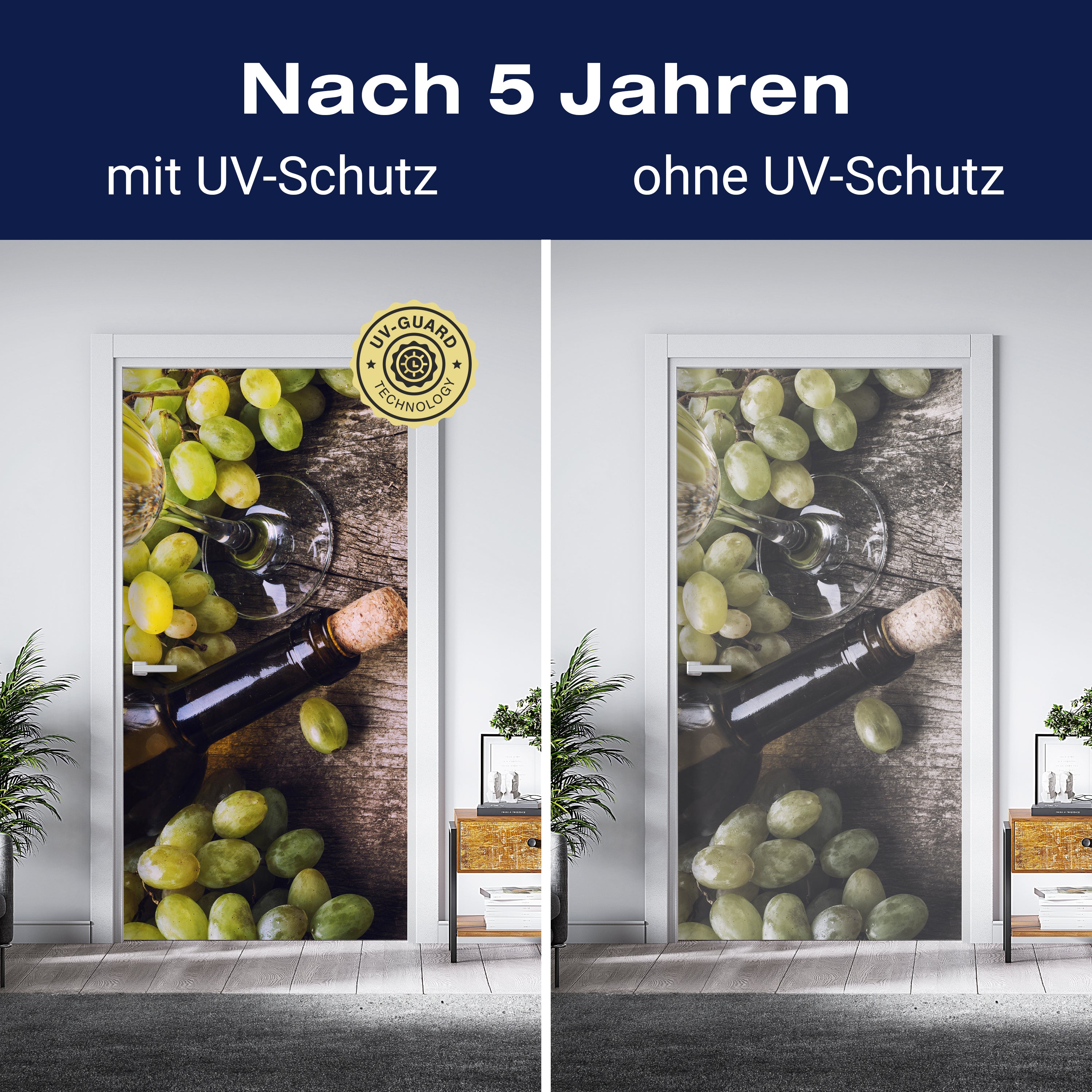 Türtapete Flasche Weißwein und Trauben auf einem alten Tisch M0838 - Bild 4 Türtapete Flasche Weißwein und Trauben auf einem alten Tisch M0838 - Bild 4