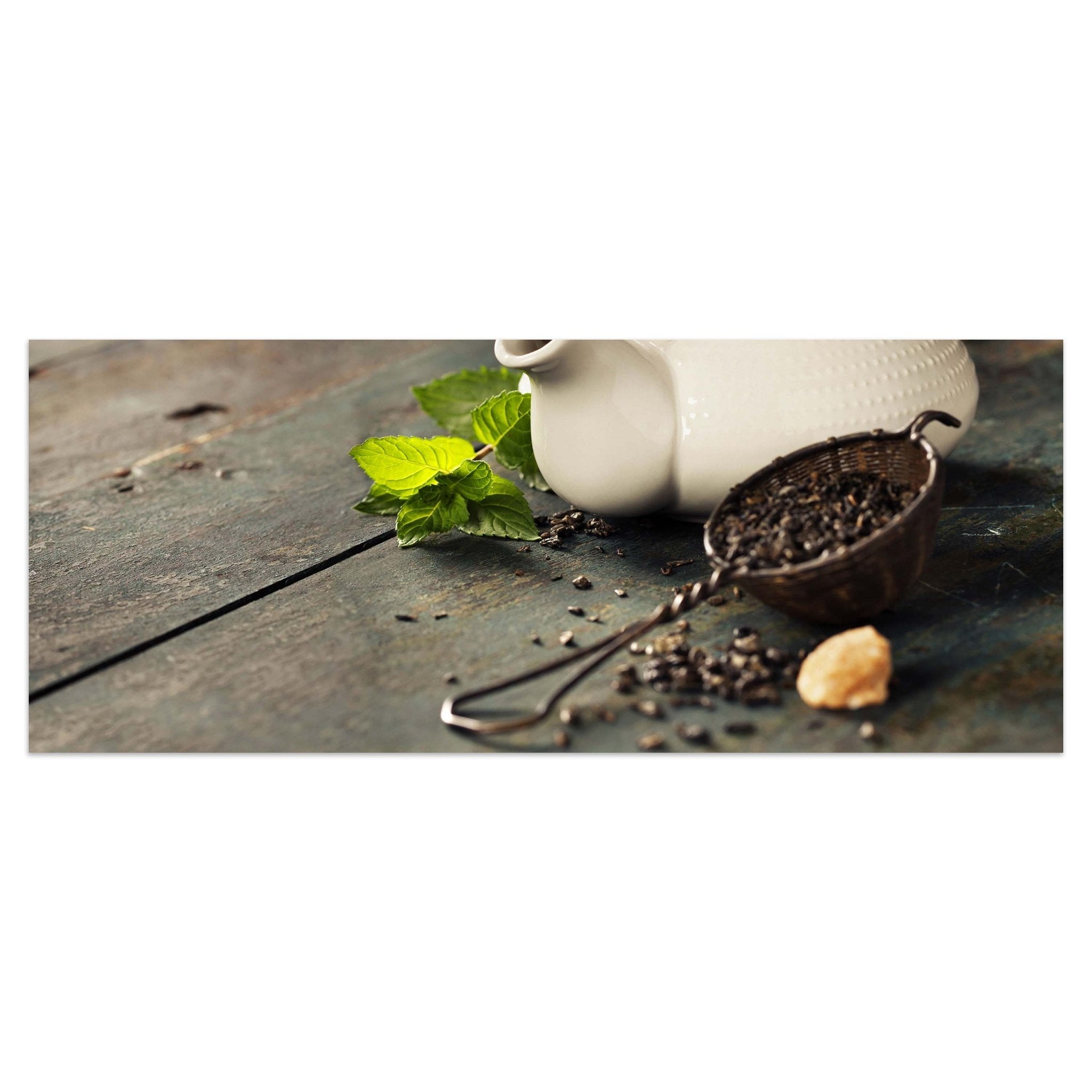 Leinwandbild Teekanne und Tasse Tee mit Minze M0845 kaufen - Bild 1 Leinwandbild Teekanne und Tasse Tee mit Minze M0845 kaufen - Bild 1