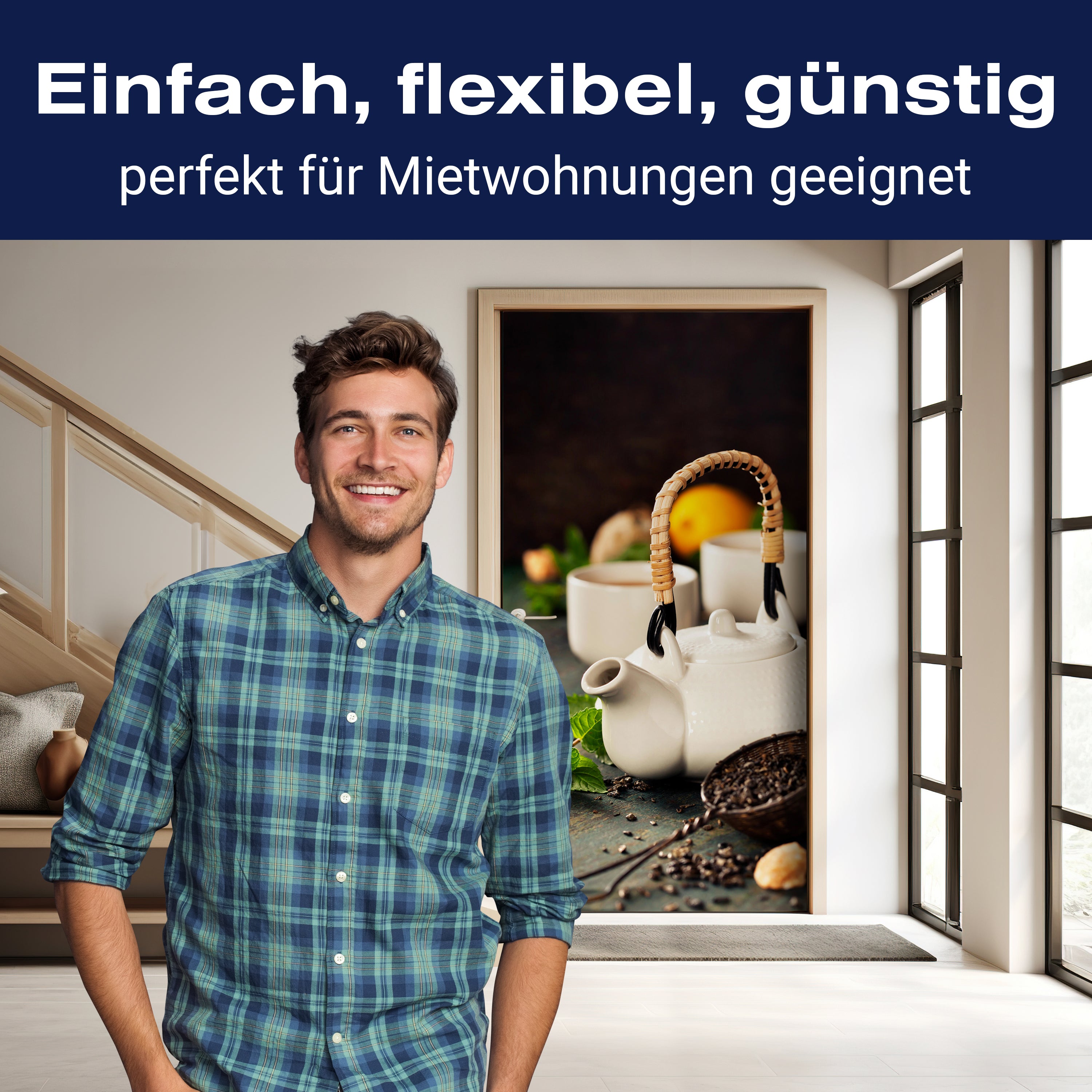 Türtapete Teekanne und Tasse Tee mit Minze M0845 - Bild 3 Türtapete Teekanne und Tasse Tee mit Minze M0845 - Bild 3