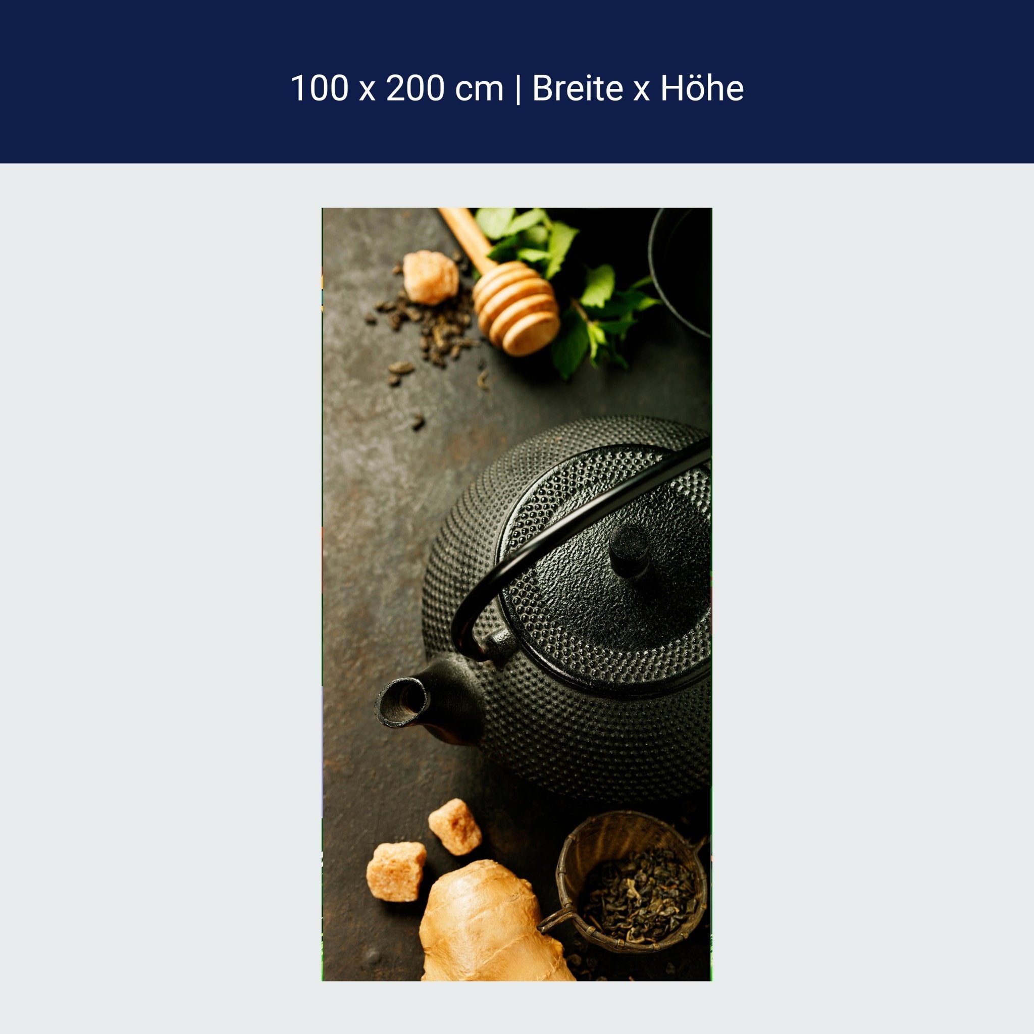 Türtapete Rustikale Teekanne mit Ingwer und Minze M0846 Türtapete Rustikale Teekanne mit Ingwer und Minze M0846
