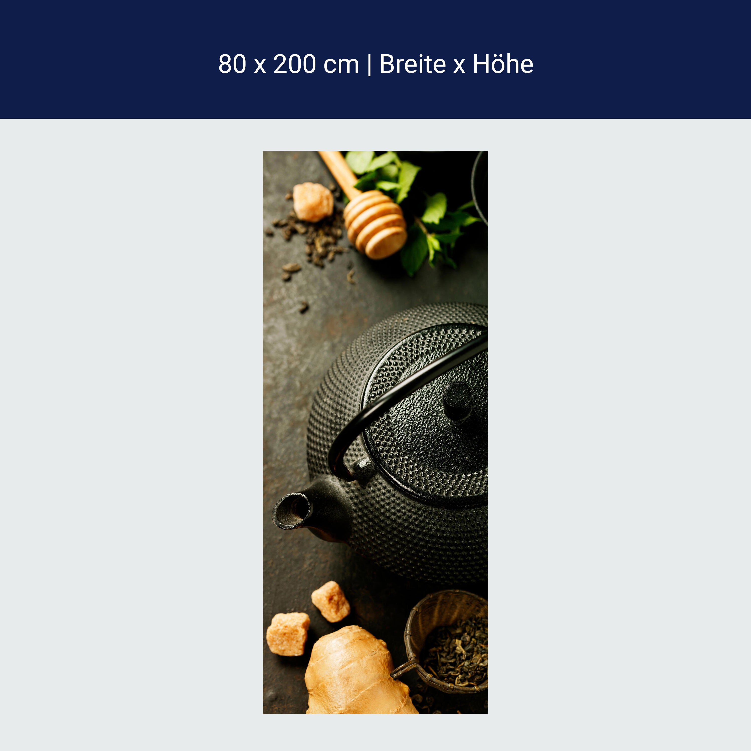 Türtapete Rustikale Teekanne mit Ingwer und Minze M0846 Türtapete Rustikale Teekanne mit Ingwer und Minze M0846