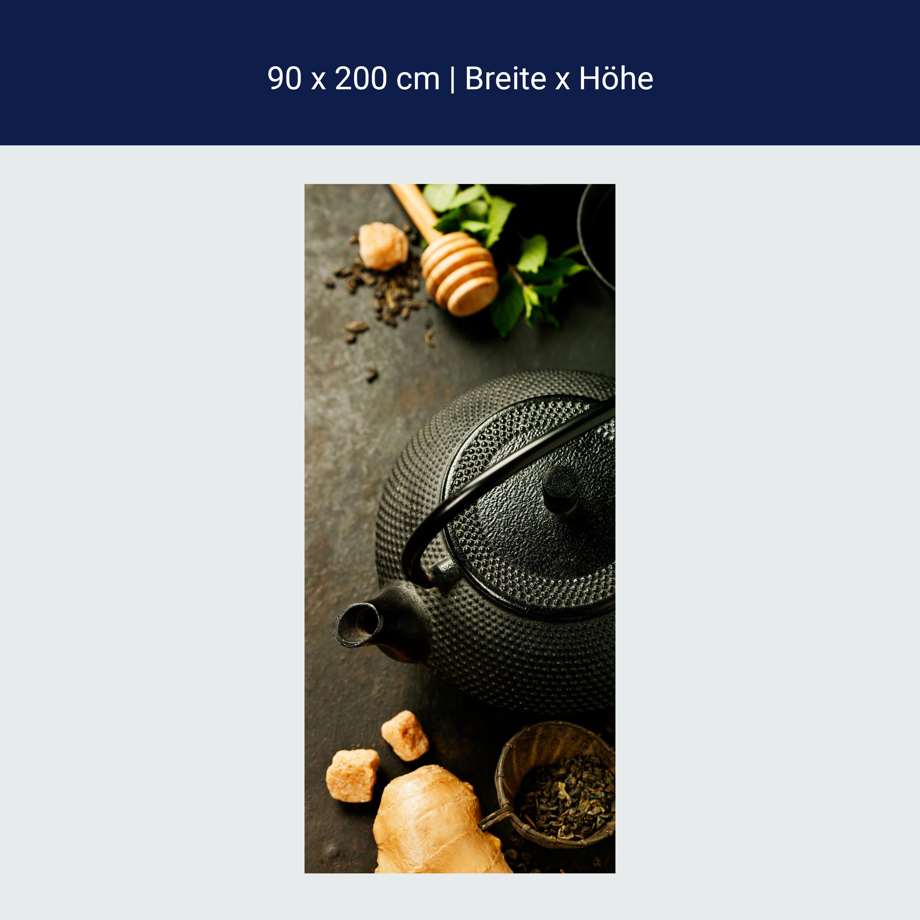 Türtapete Rustikale Teekanne mit Ingwer und Minze M0846 Türtapete Rustikale Teekanne mit Ingwer und Minze M0846