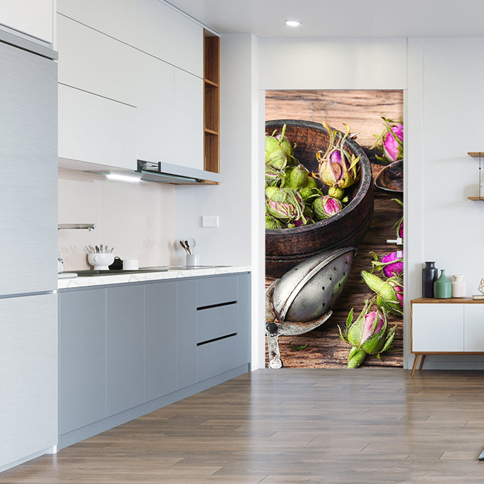 Türtapete Teesieb und Rosenknospen M0851 - Bild 1 Türtapete Teesieb und Rosenknospen M0851 - Bild 1