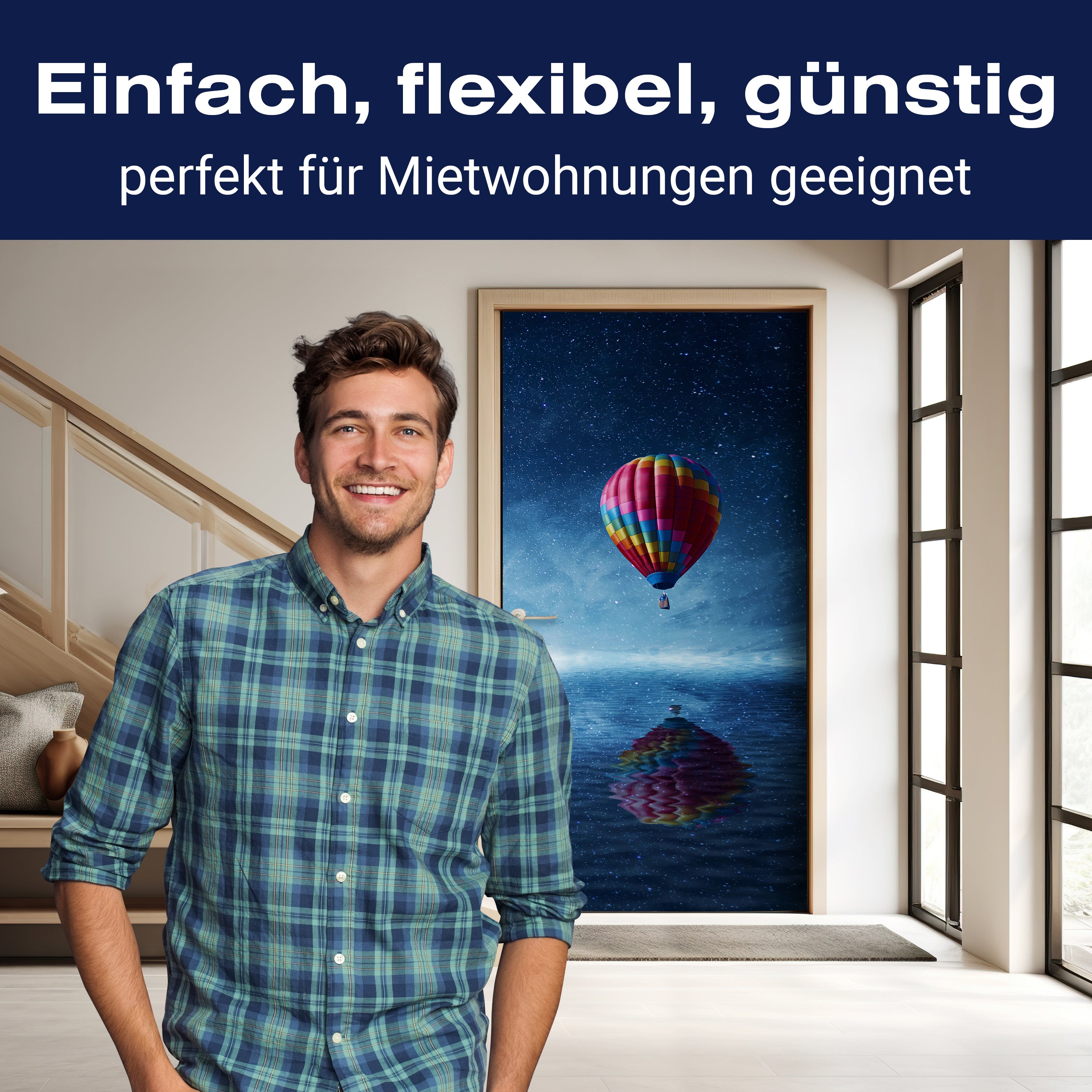 Türtapete Heißluftballon fliegt über ein dunkelblaues Meer M0857 - Bild 3 Türtapete Heißluftballon fliegt über ein dunkelblaues Meer M0857 - Bild 3