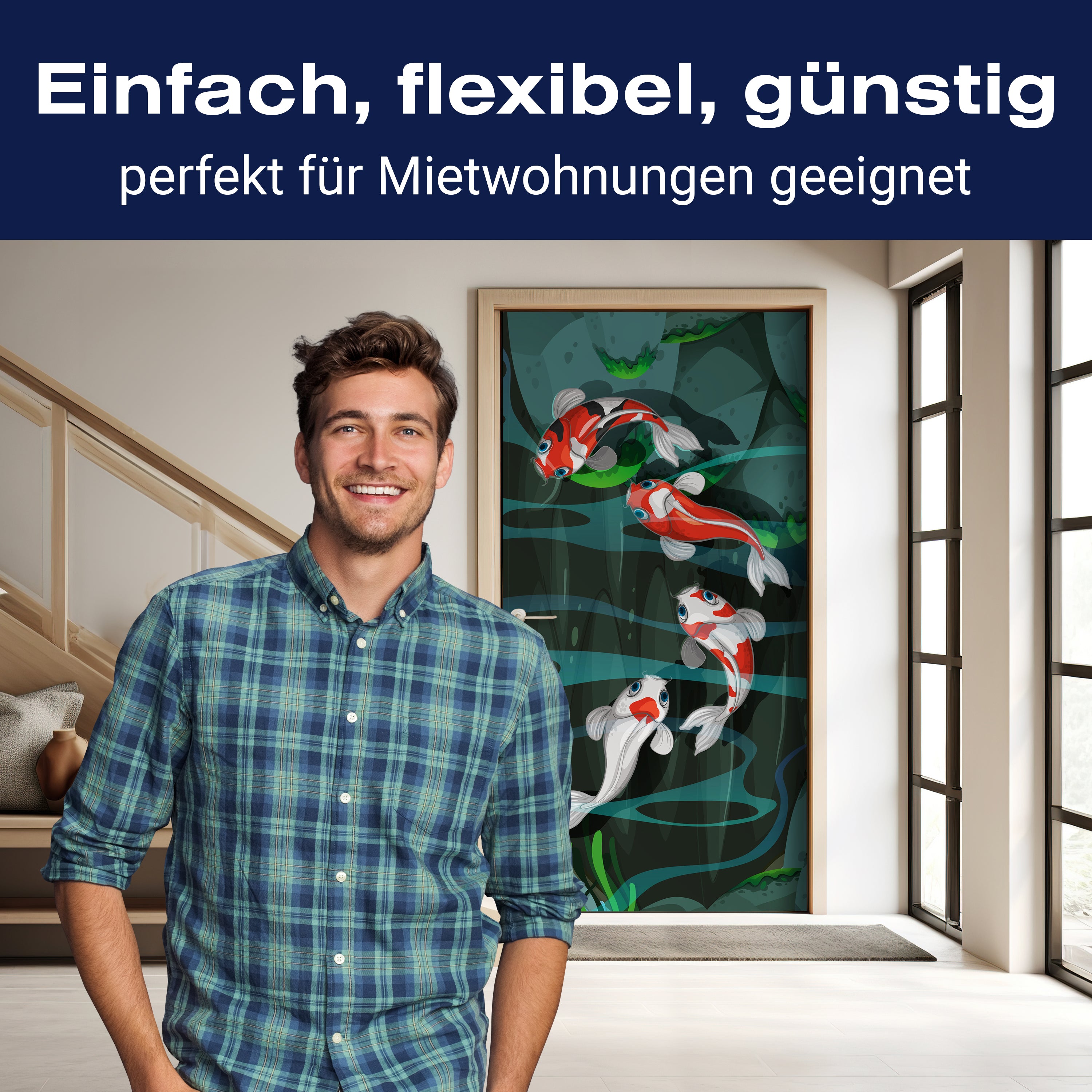 Türtapete Vier Fische schwimmen im Teich M0862 - Bild 3 Türtapete Vier Fische schwimmen im Teich M0862 - Bild 3