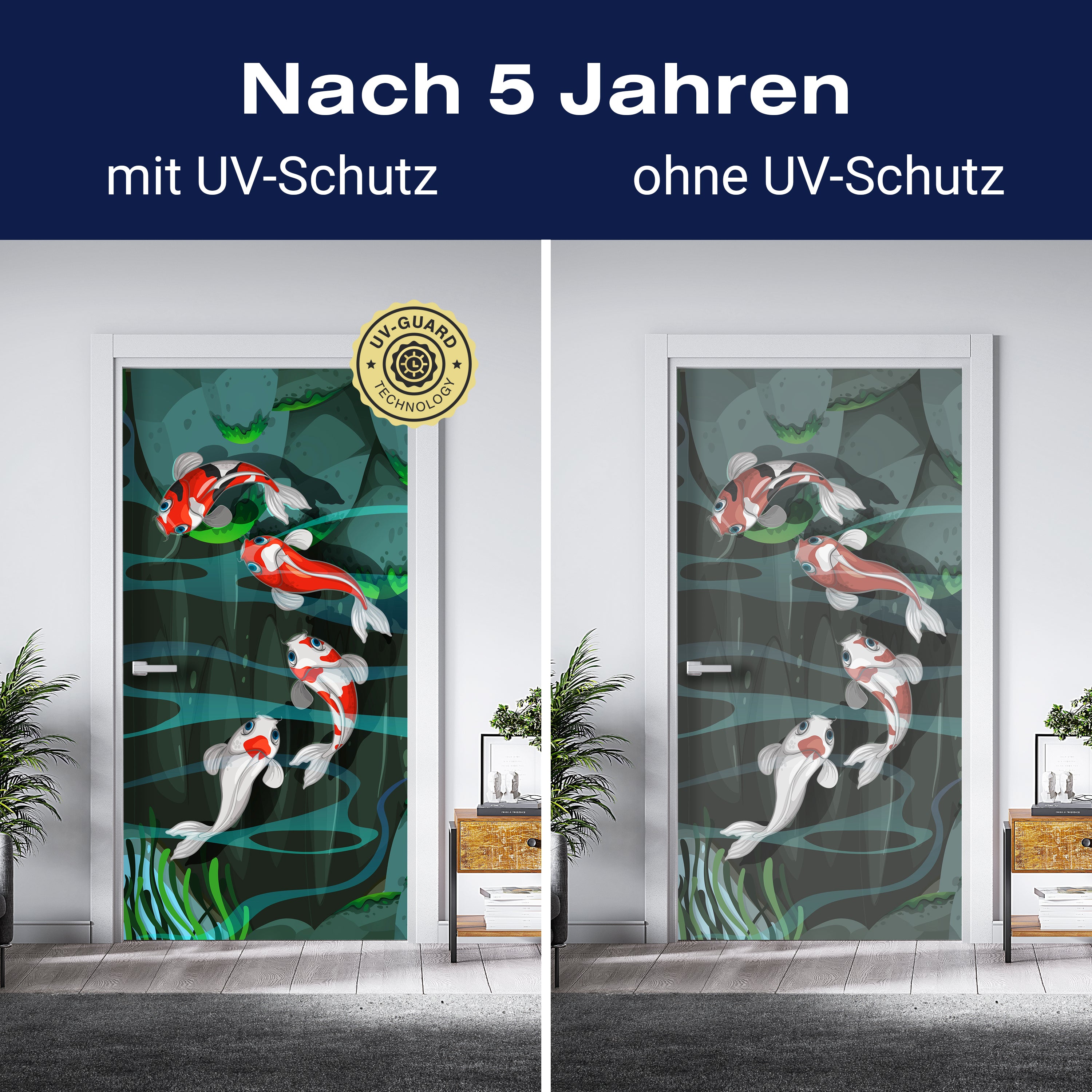 Türtapete Vier Fische schwimmen im Teich M0862 - Bild 4 Türtapete Vier Fische schwimmen im Teich M0862 - Bild 4