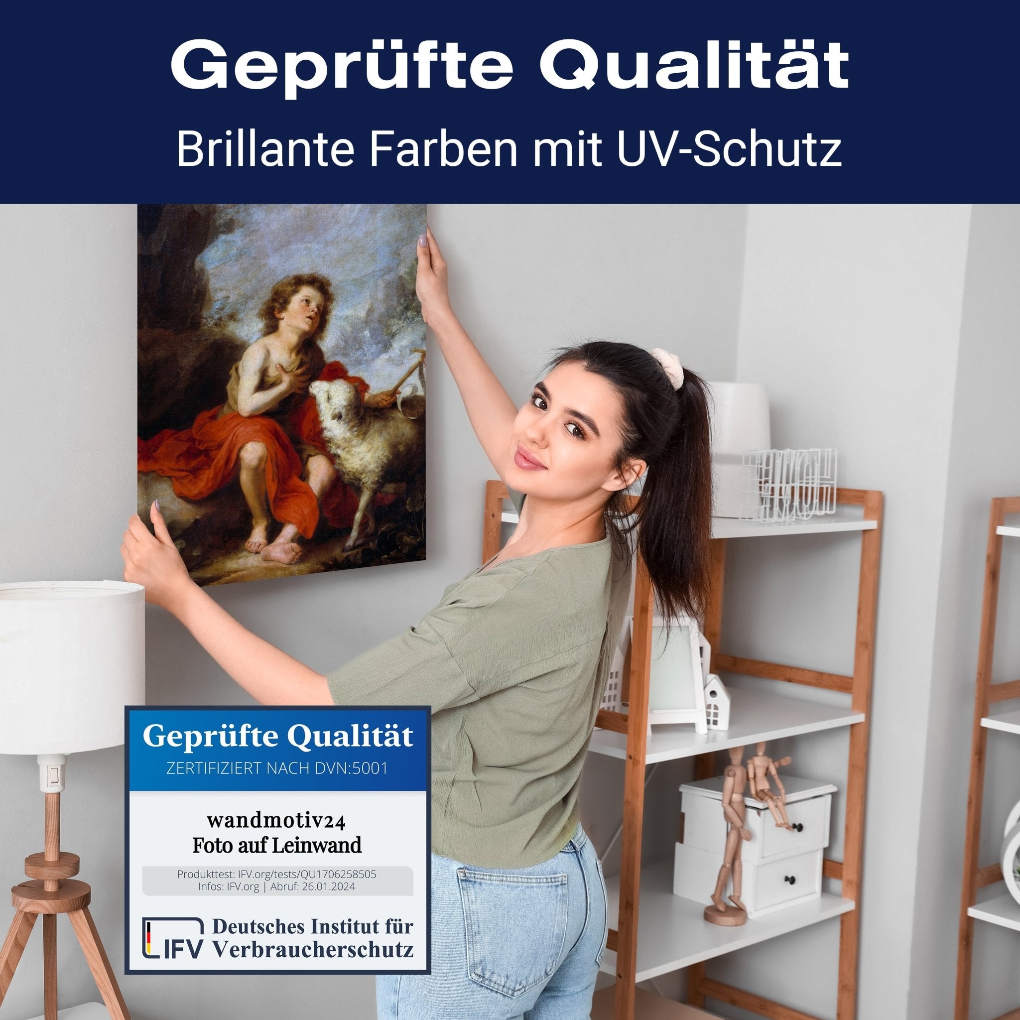 Leinwandbild Darstellung des Heiligen Johannes des Täufers als Kind, Bartolome esteban Murillo M0865 Leinwandbild Darstellung des Heiligen Johannes des Täufers als Kind, Bartolome esteban Murillo M0865