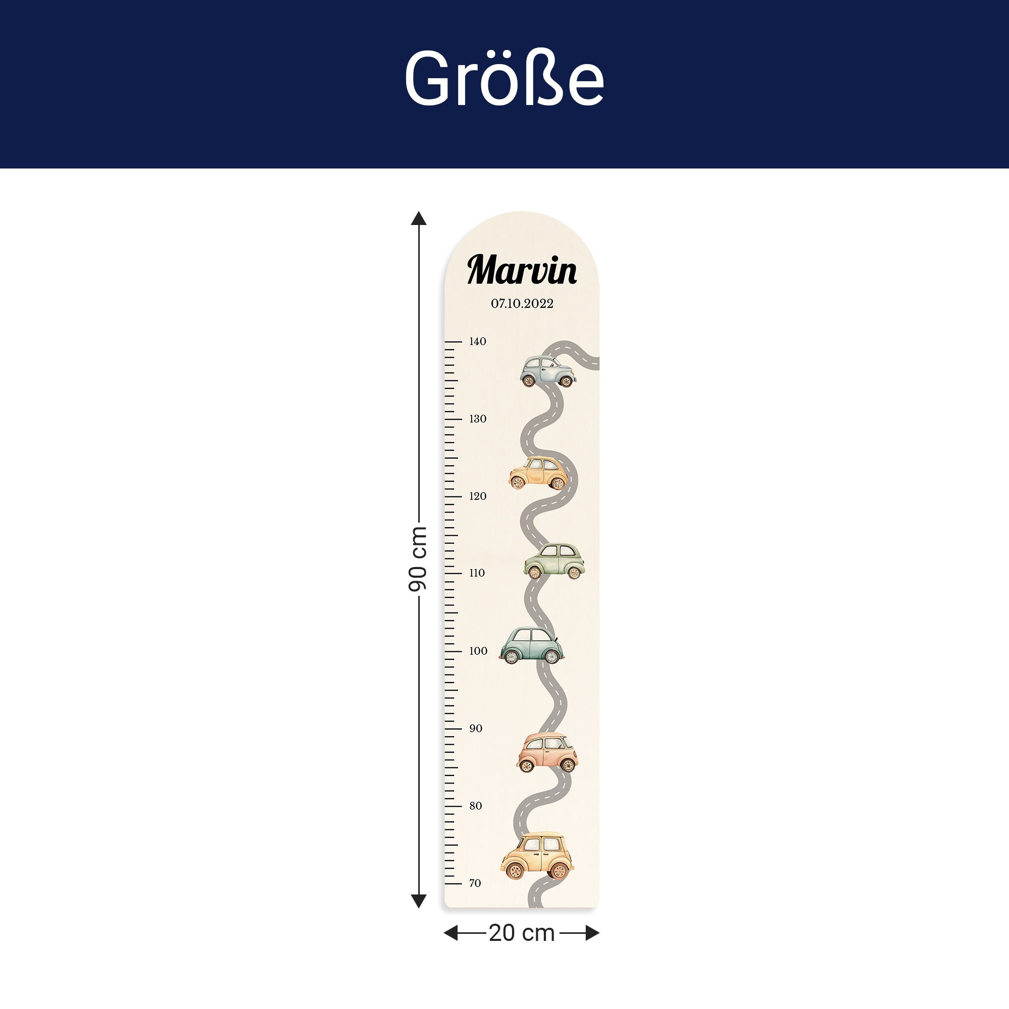 Größe der Messlatte - Breite: 20cm, Höhe 90cm, Tiefe: 1,2cm Größe der Messlatte - Breite: 20cm, Höhe 90cm, Tiefe: 1,2cm