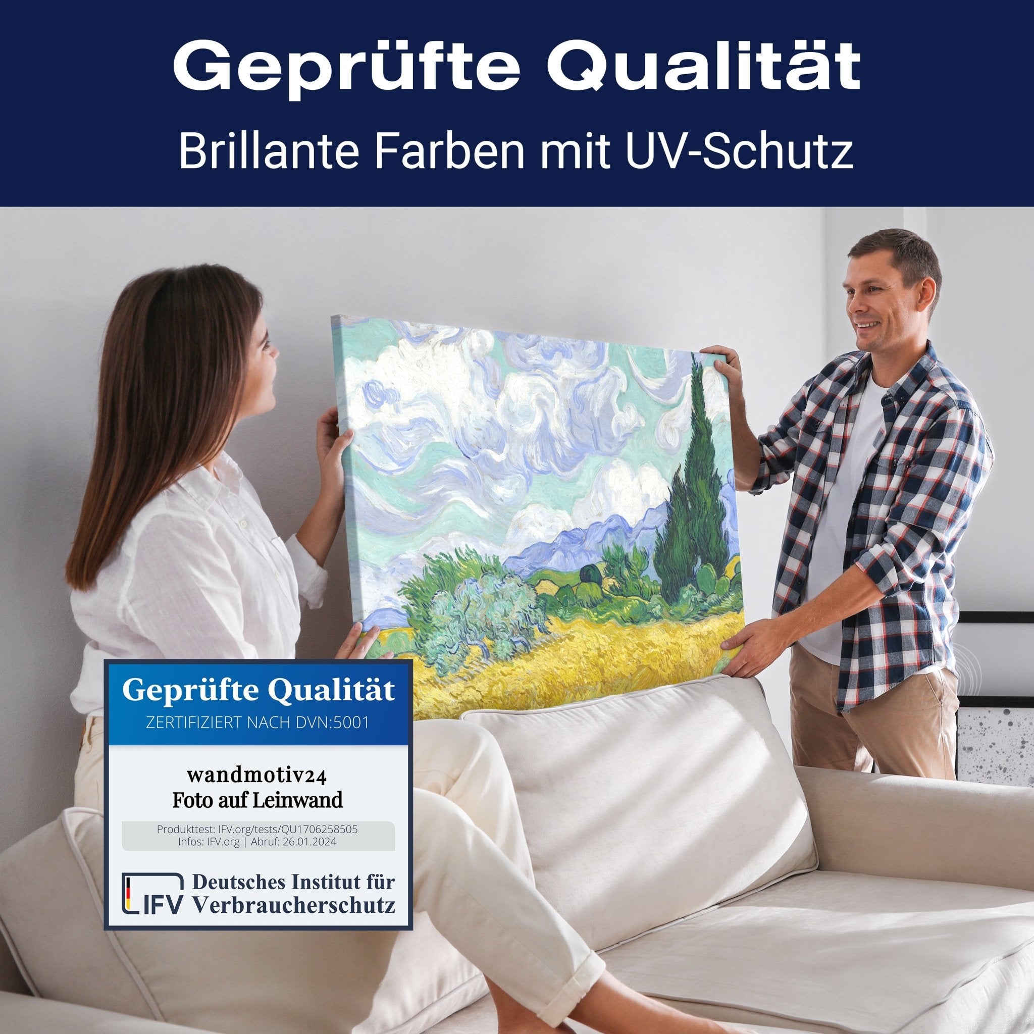 Leinwandbild Weizenfeld mit Zypressen, Vincent Van Gogh M0873 kaufen - Bild 4 Leinwandbild Weizenfeld mit Zypressen, Vincent Van Gogh M0873 kaufen - Bild 4