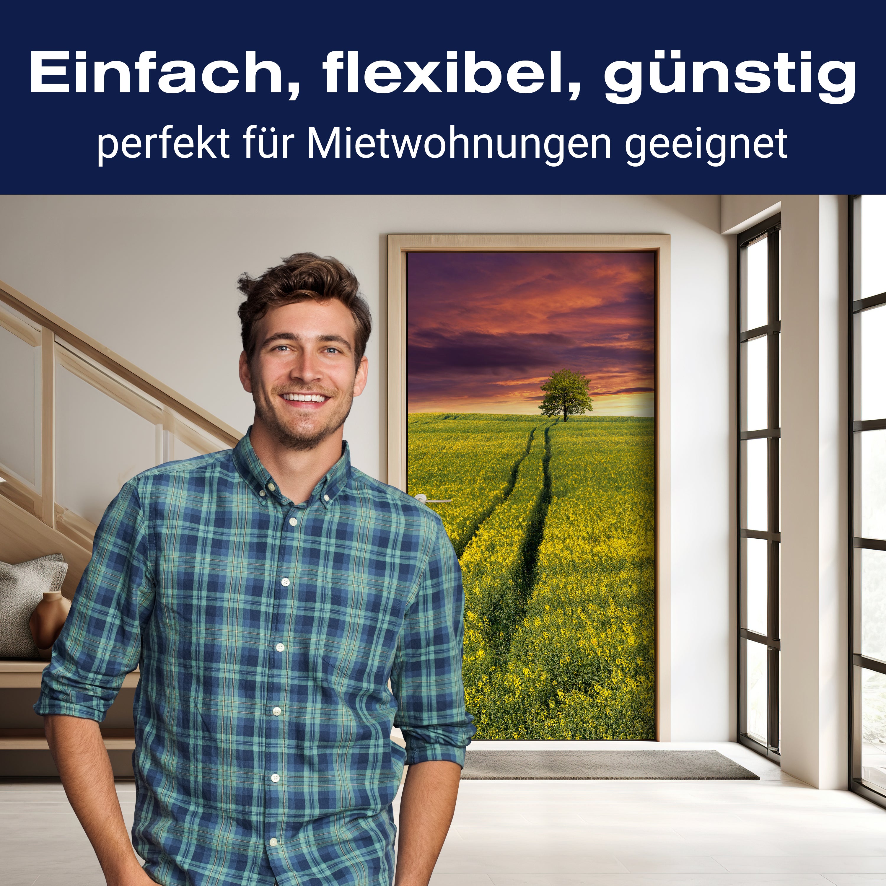 Türtapete Landschaft mit einem Feld von gelben Blumen M0874 - Bild 3 Türtapete Landschaft mit einem Feld von gelben Blumen M0874 - Bild 3