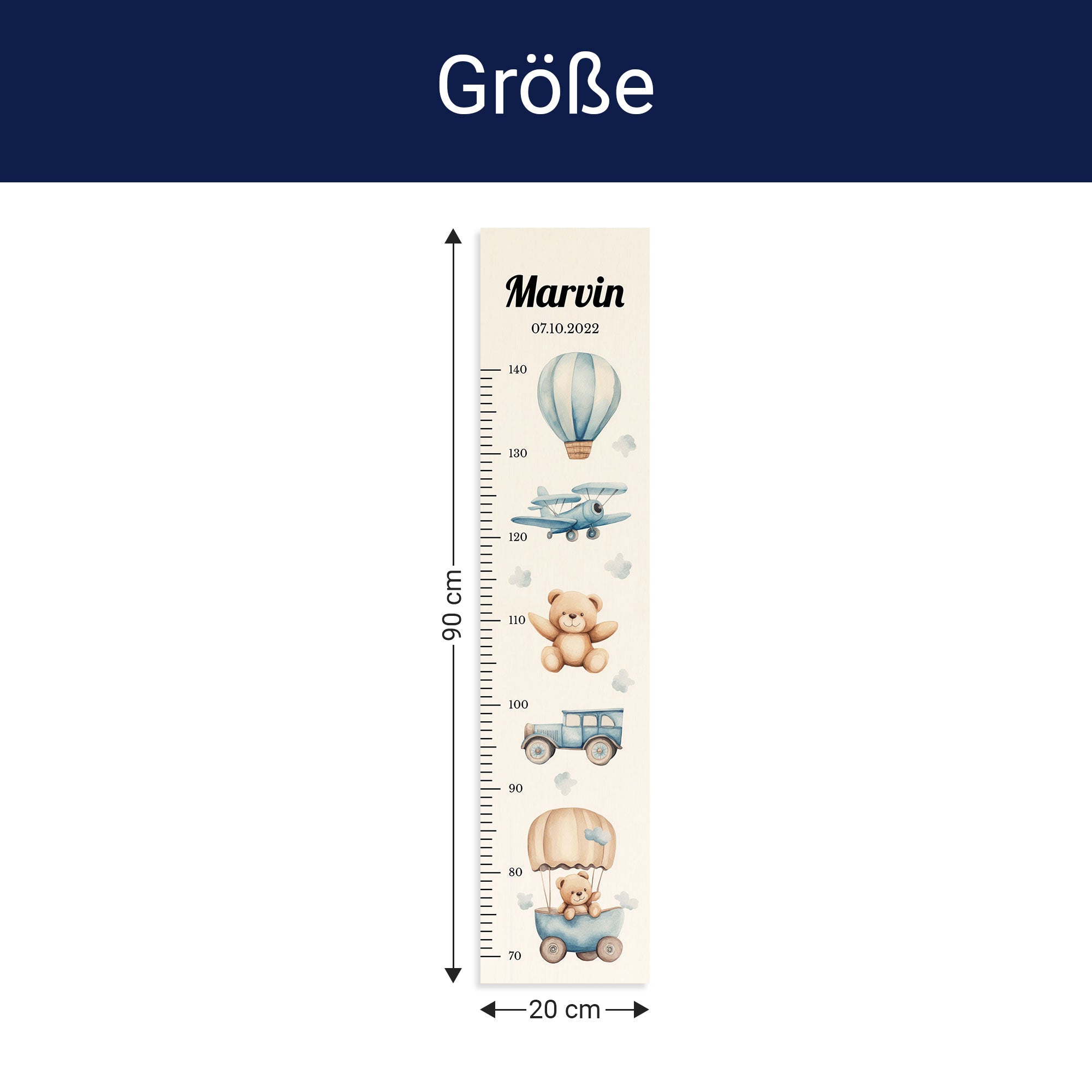 Größe der Messlatte - Breite: 20cm, Höhe 90cm, Tiefe: 1,2cm Größe der Messlatte - Breite: 20cm, Höhe 90cm, Tiefe: 1,2cm