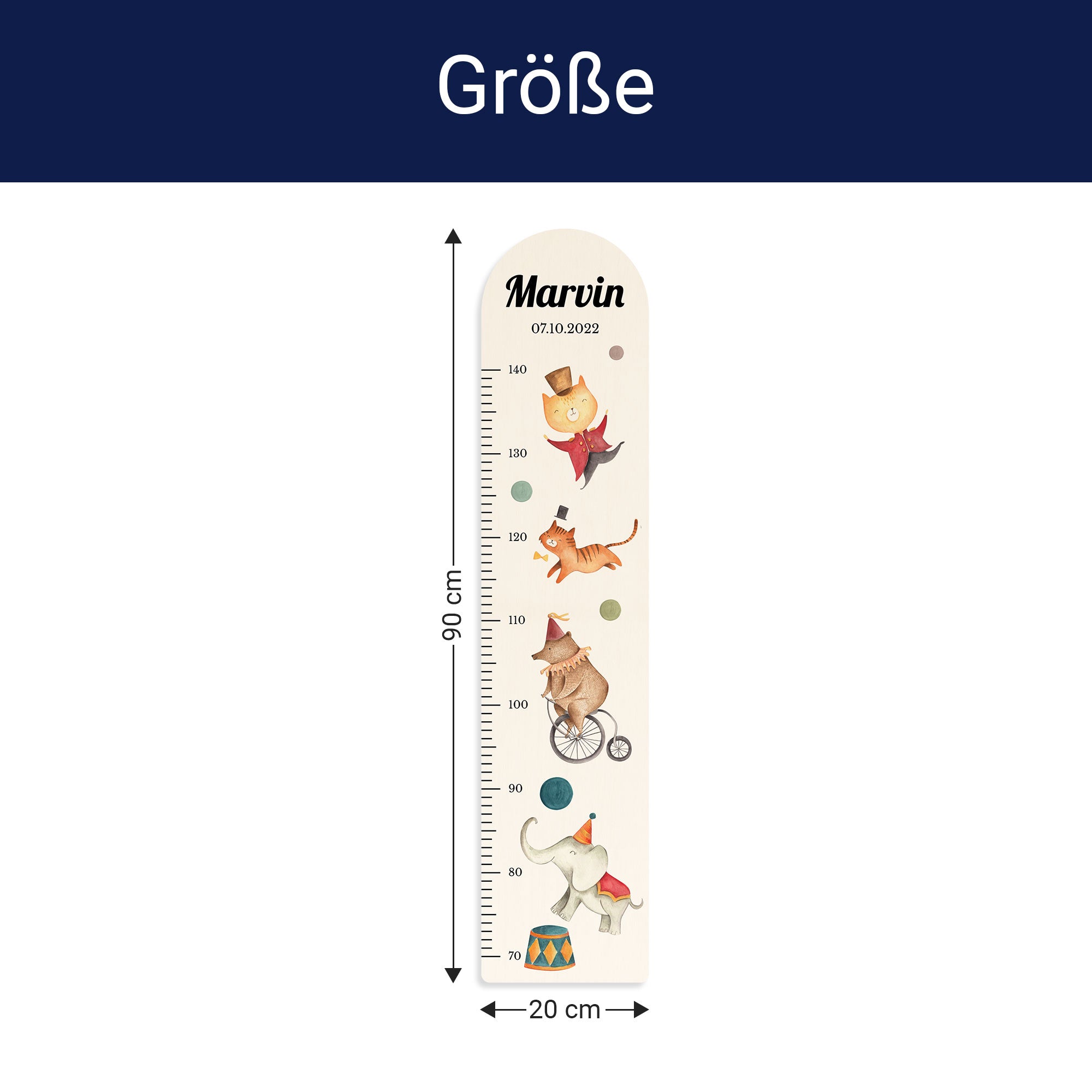 Größe der Messlatte - Breite: 20cm, Höhe 90cm, Tiefe: 1,2cm Größe der Messlatte - Breite: 20cm, Höhe 90cm, Tiefe: 1,2cm
