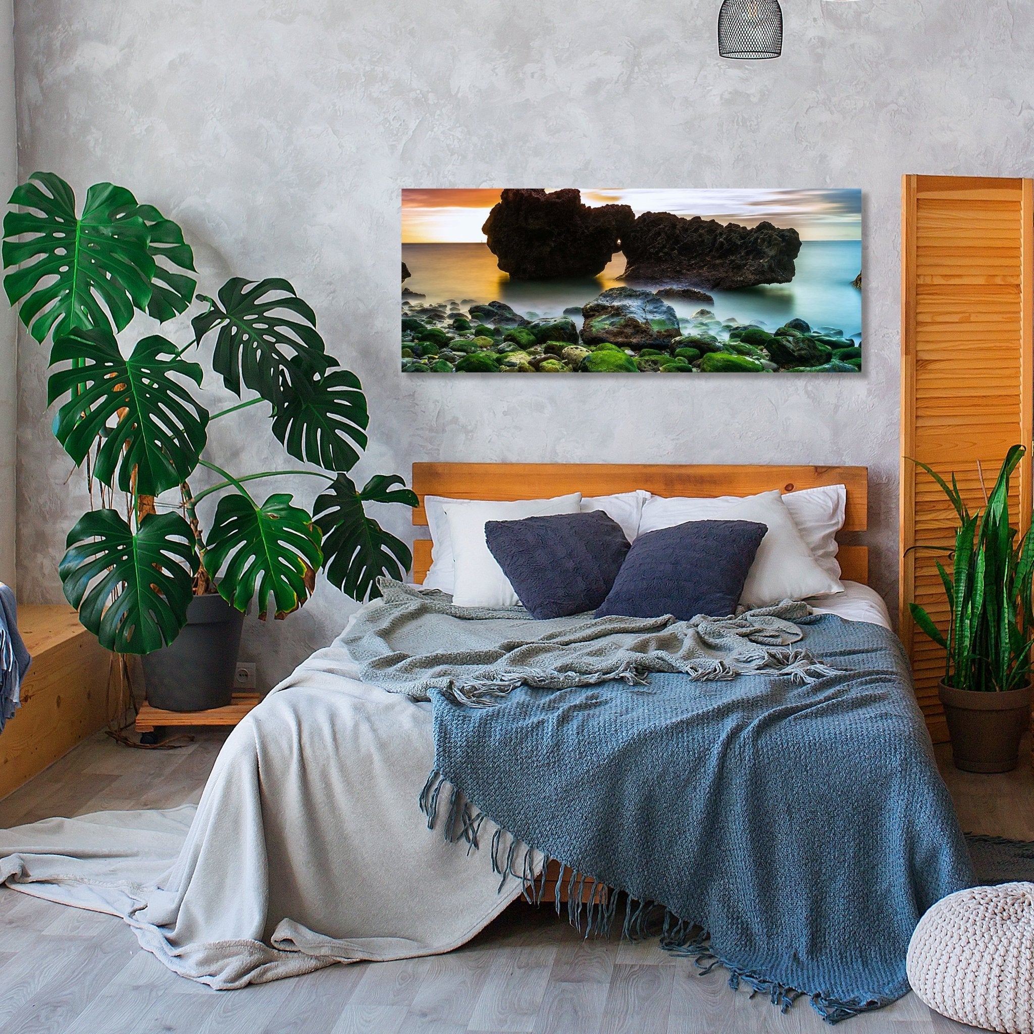 Leinwandbild Strand bei Sonnenuntergang mit Felsen M0902 kaufen - Bild 2 Leinwandbild Strand bei Sonnenuntergang mit Felsen M0902 kaufen - Bild 2