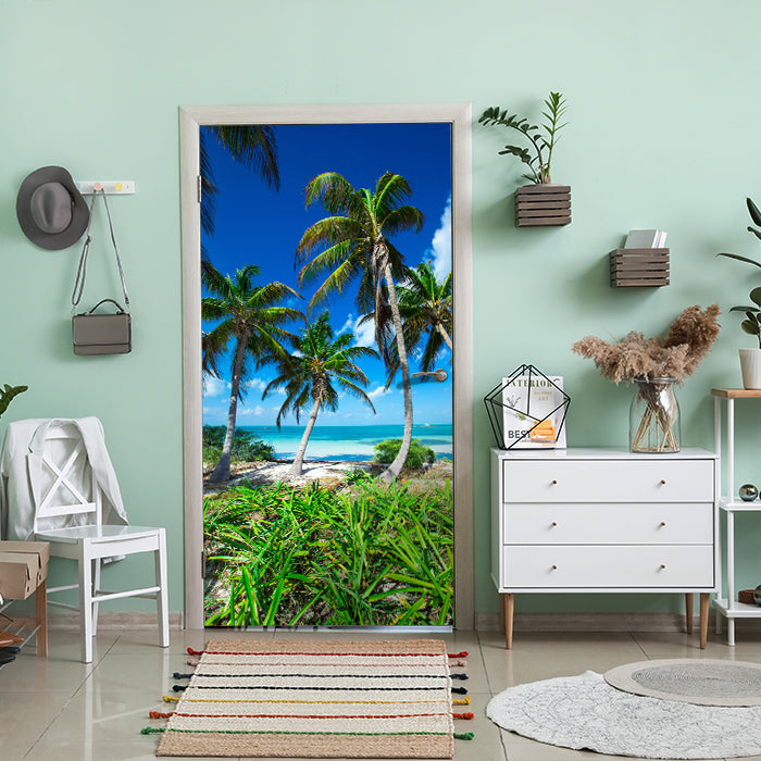 Türtapete Palmen an einem tropischen Strand M0914 - Bild 1 Türtapete Palmen an einem tropischen Strand M0914 - Bild 1
