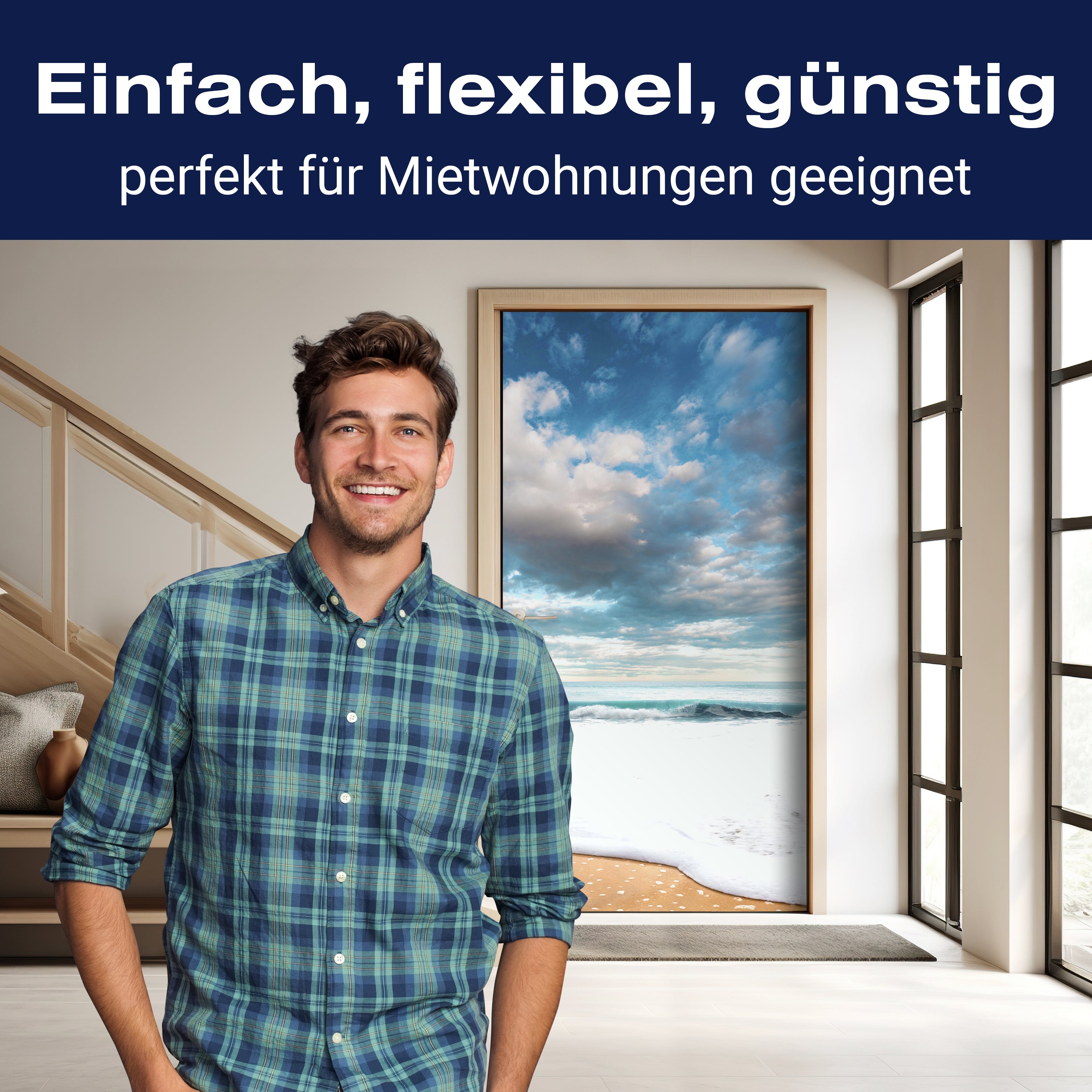 Türtapete Strand und idyllischer blauer Himmel M0925 - Bild 3 Türtapete Strand und idyllischer blauer Himmel M0925 - Bild 3