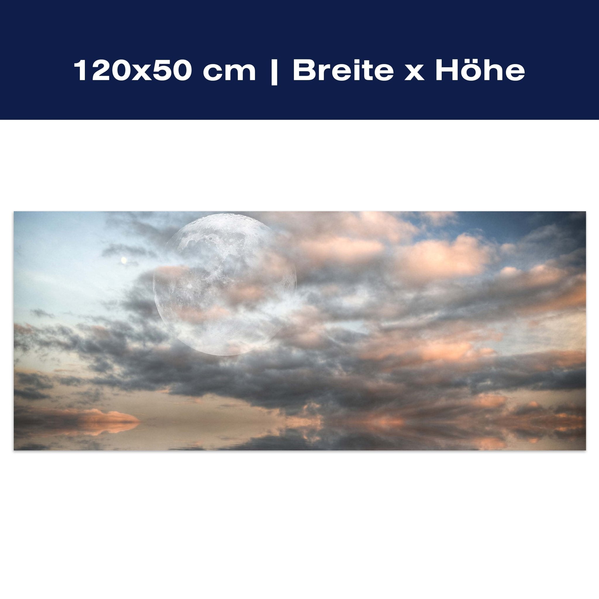 Leinwandbild Großer Mond scheint über dem Meer M0926 Leinwandbild Großer Mond scheint über dem Meer M0926