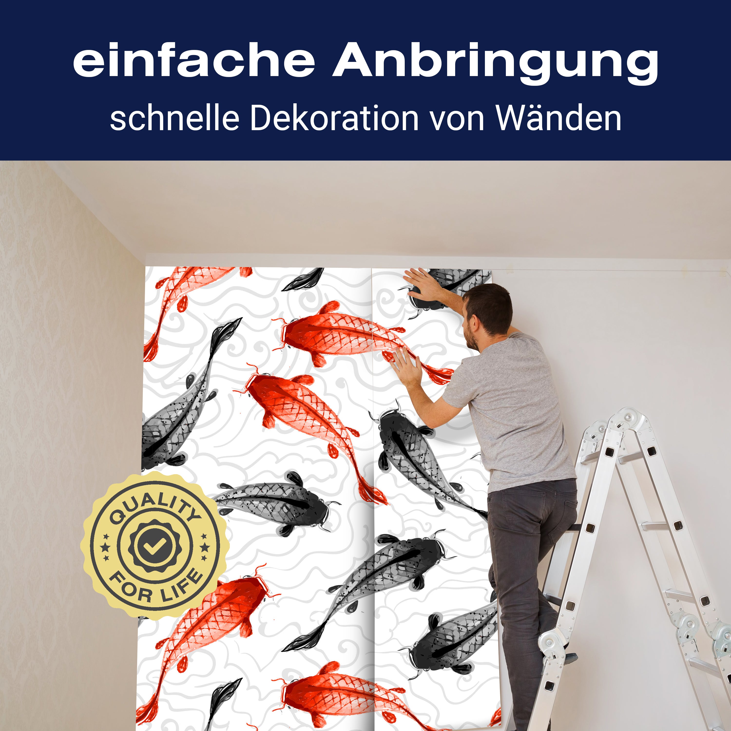 Fototapete rote und schwarze Koi-Karpfen M0946 - Bild 3 Fototapete rote und schwarze Koi-Karpfen M0946 - Bild 3