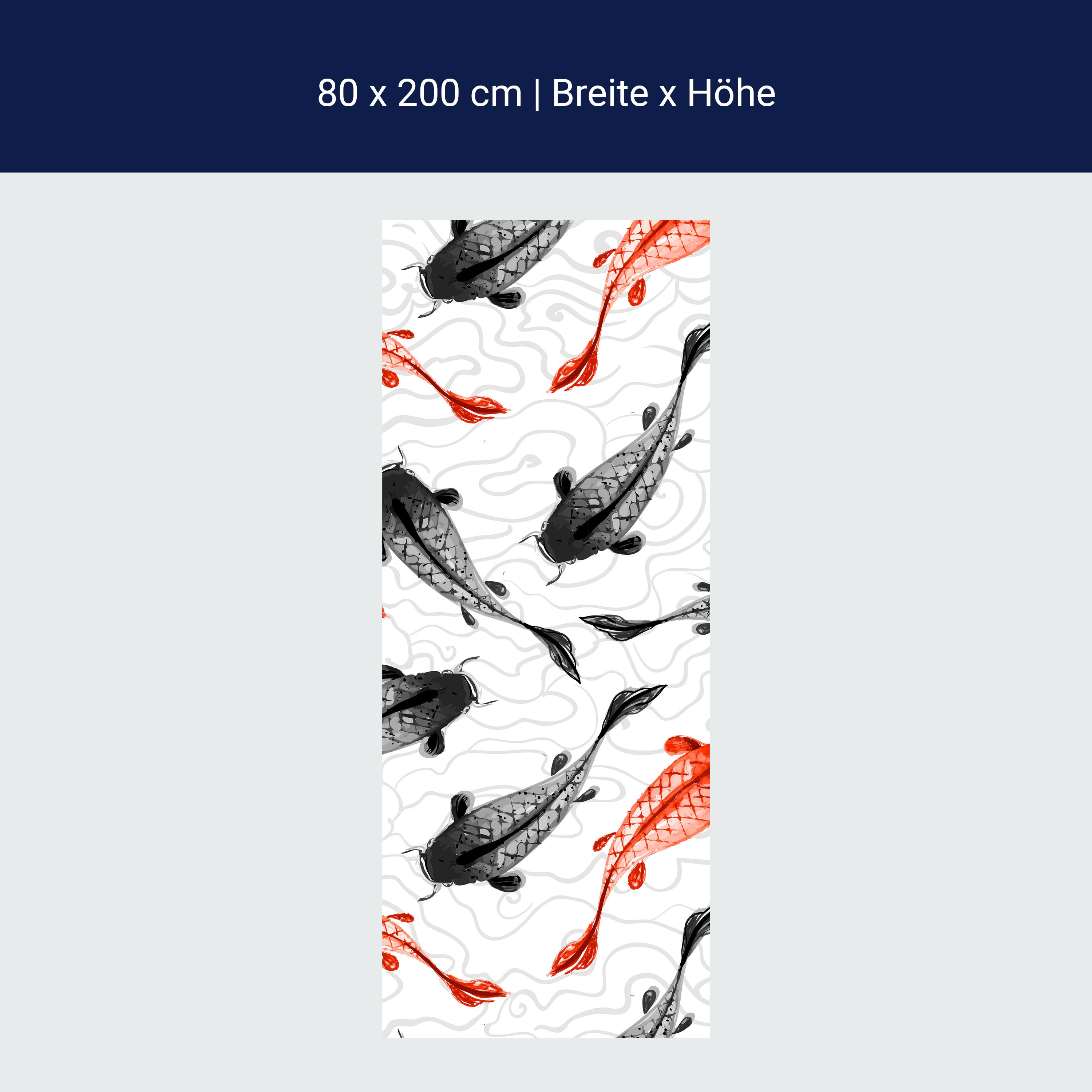 Türtapete rote und schwarze Koi-Karpfen M0946 Türtapete rote und schwarze Koi-Karpfen M0946